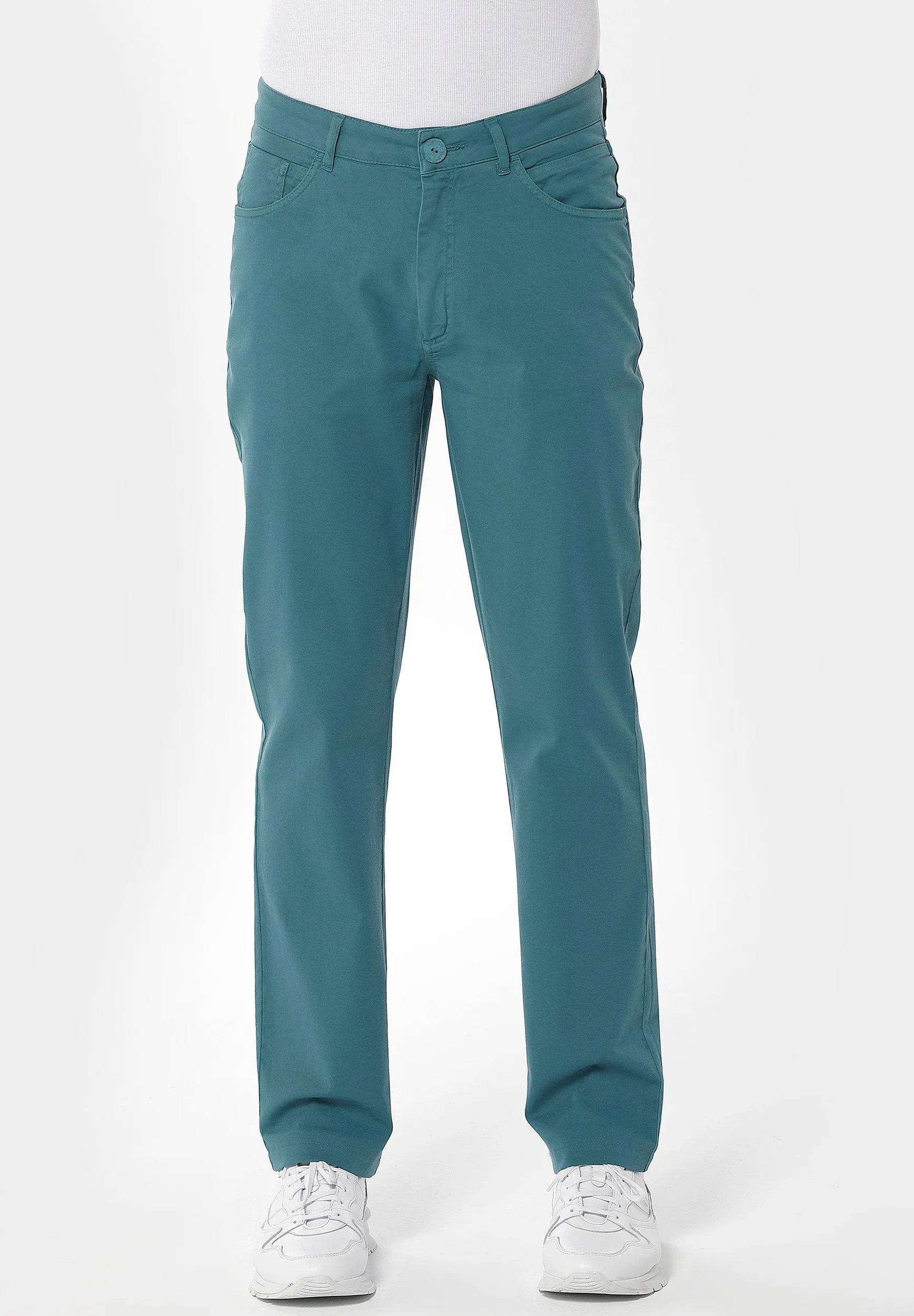 Men's Five-Pocket Organic Cotton Trousers Petrol Green sold by Ivalo.com