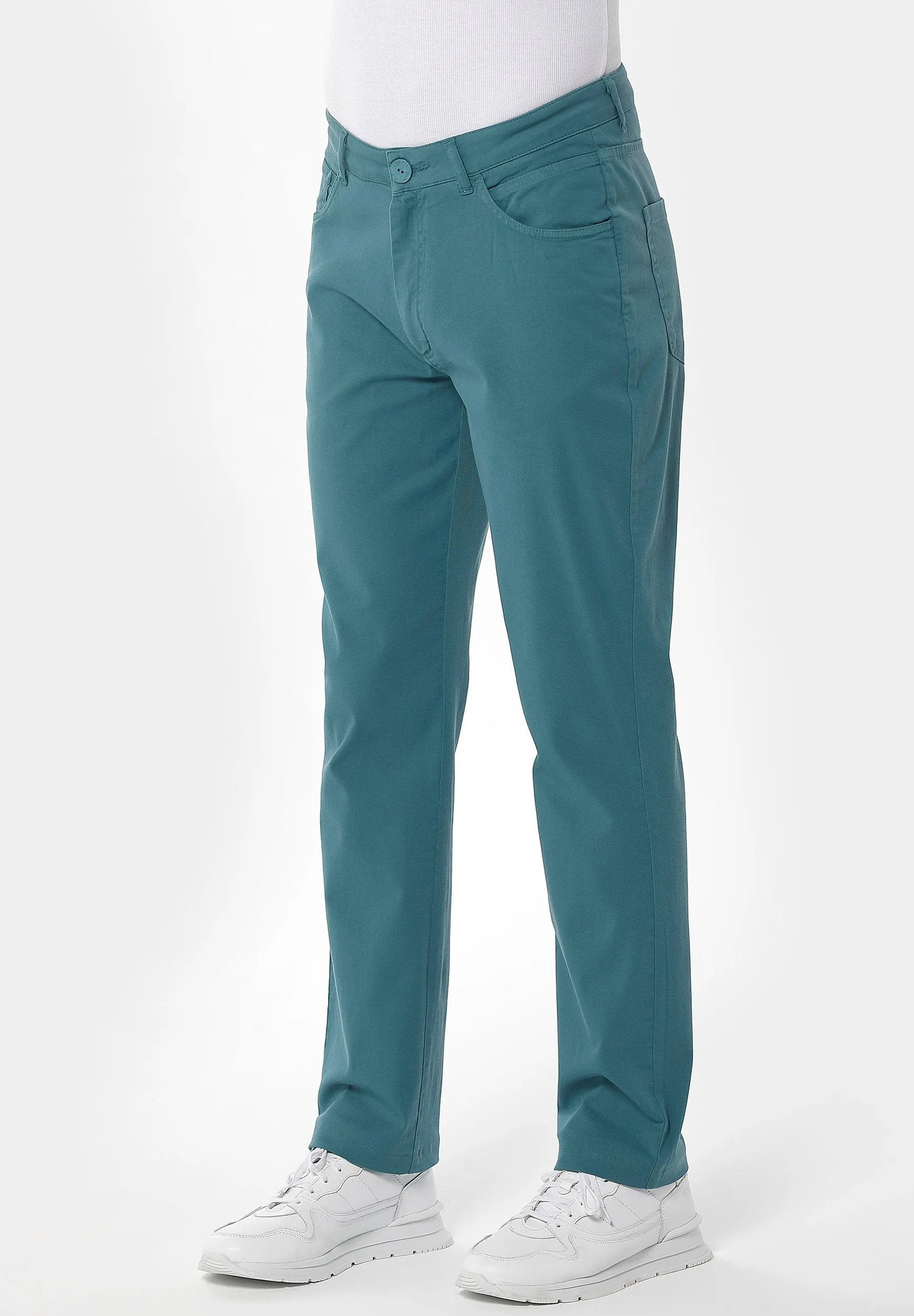 Men's Five-Pocket Organic Cotton Trousers Petrol Green sold by Ivalo.com product image thumbnail 3