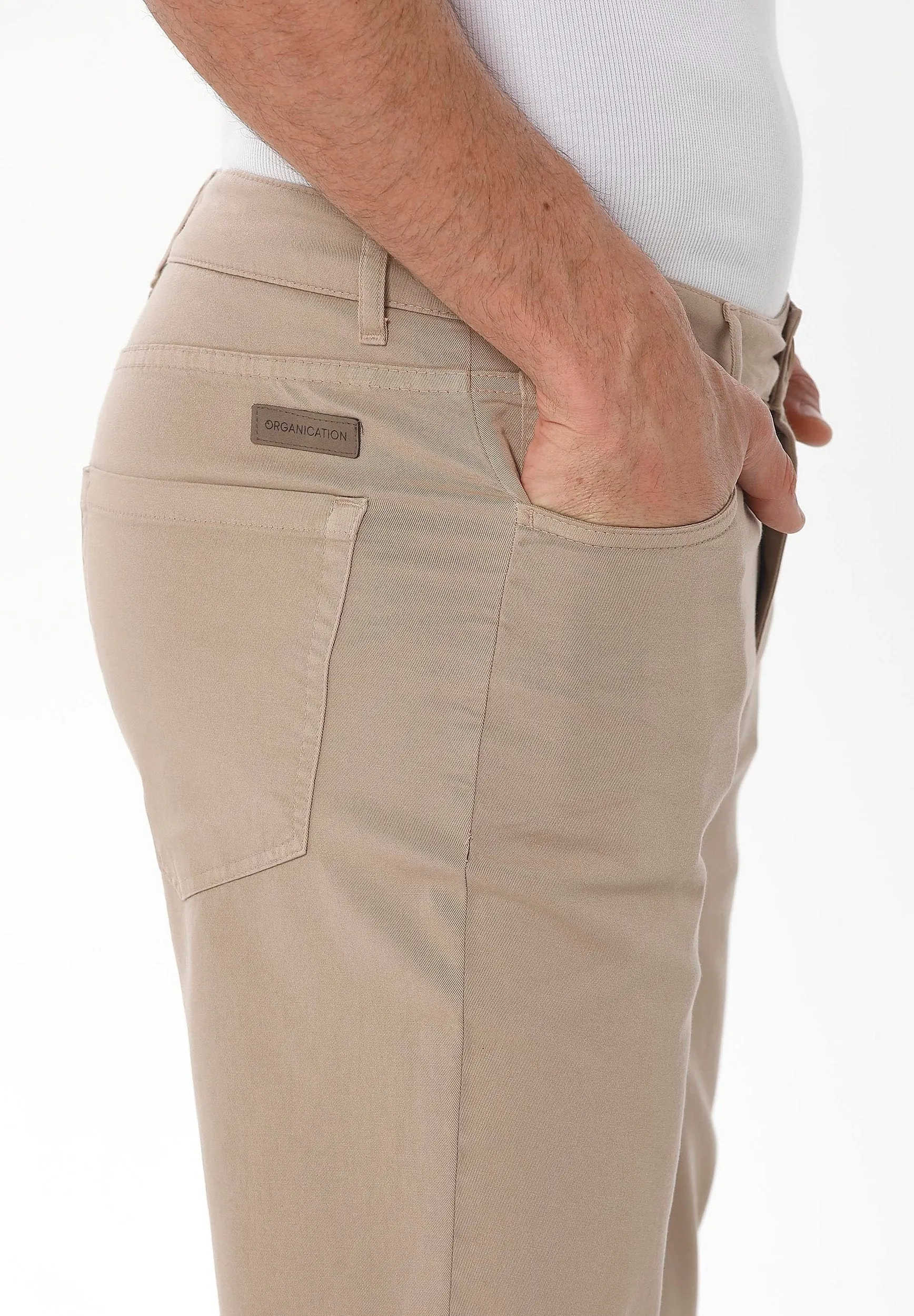 Men's Five-Pocket Organic Cotton Trousers Beige sold by Ivalo.com product image thumbnail 5