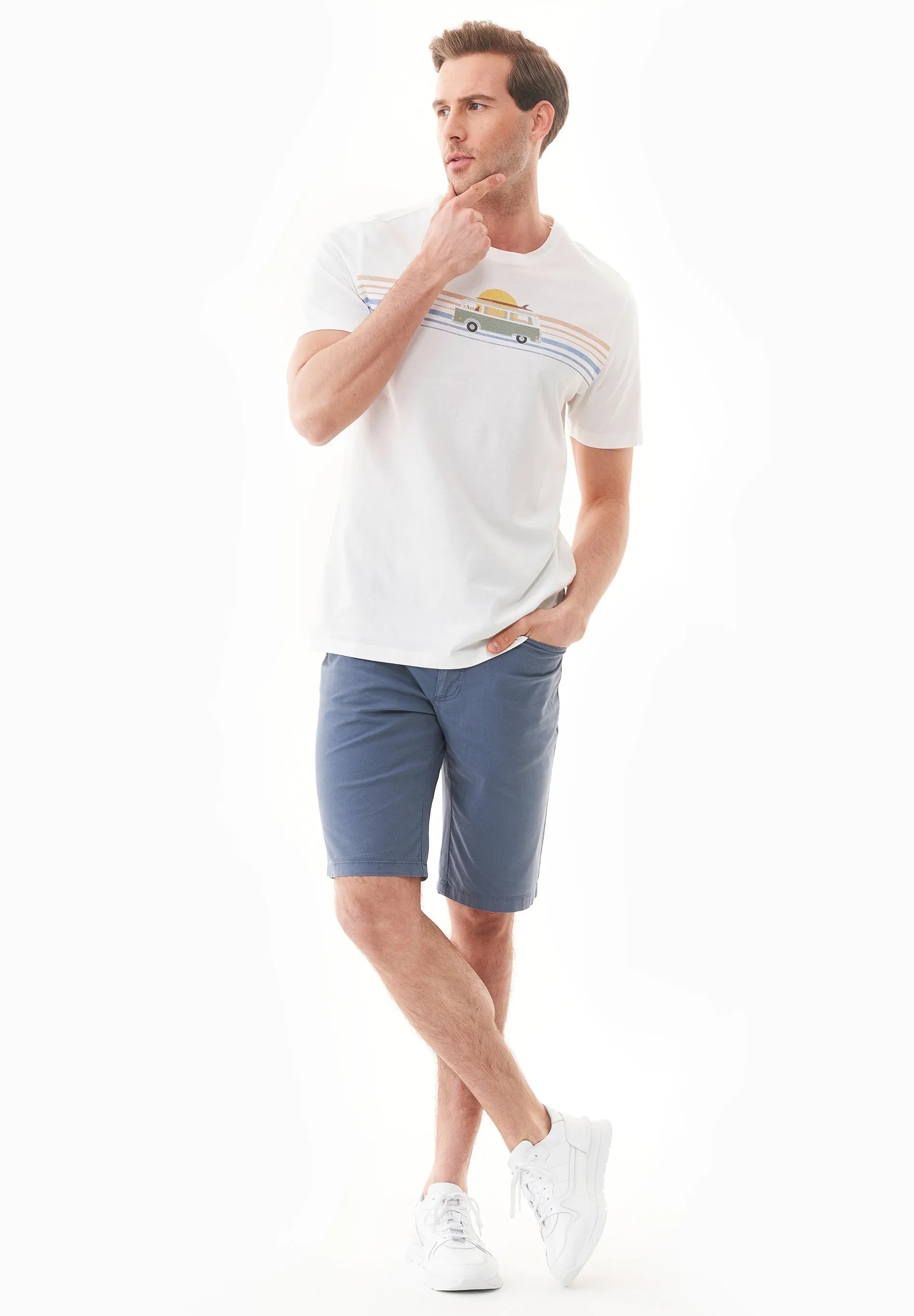 Men's Regular Fit Organic Cotton Shorts Vintage Blue sold by Ivalo.com product image thumbnail 2