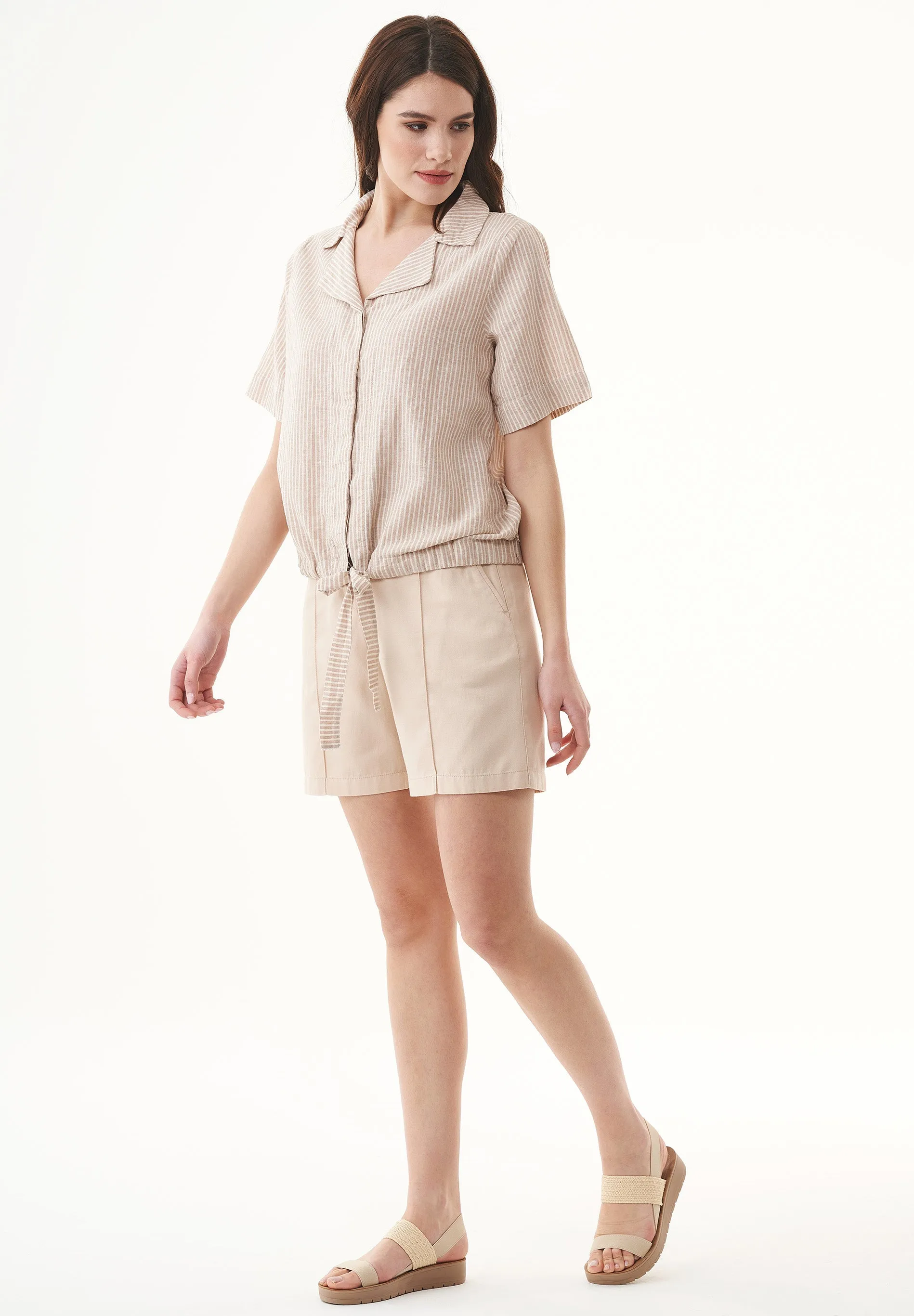 Striped Linen Blend Blouse Sand / Ecru sold by Ivalo.com product image thumbnail 3