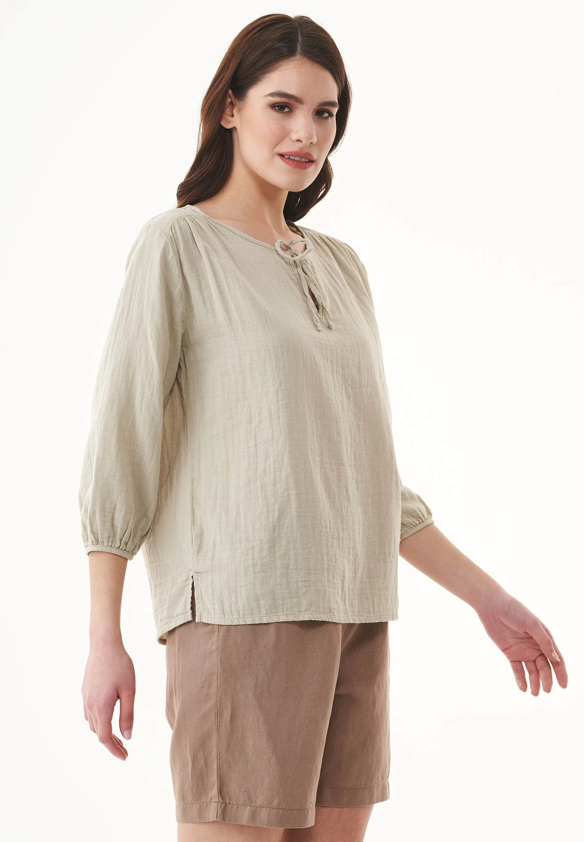 Organic Cotton 3/4 Sleeve Blouse Green Tint sold by Ivalo.com product image thumbnail 2