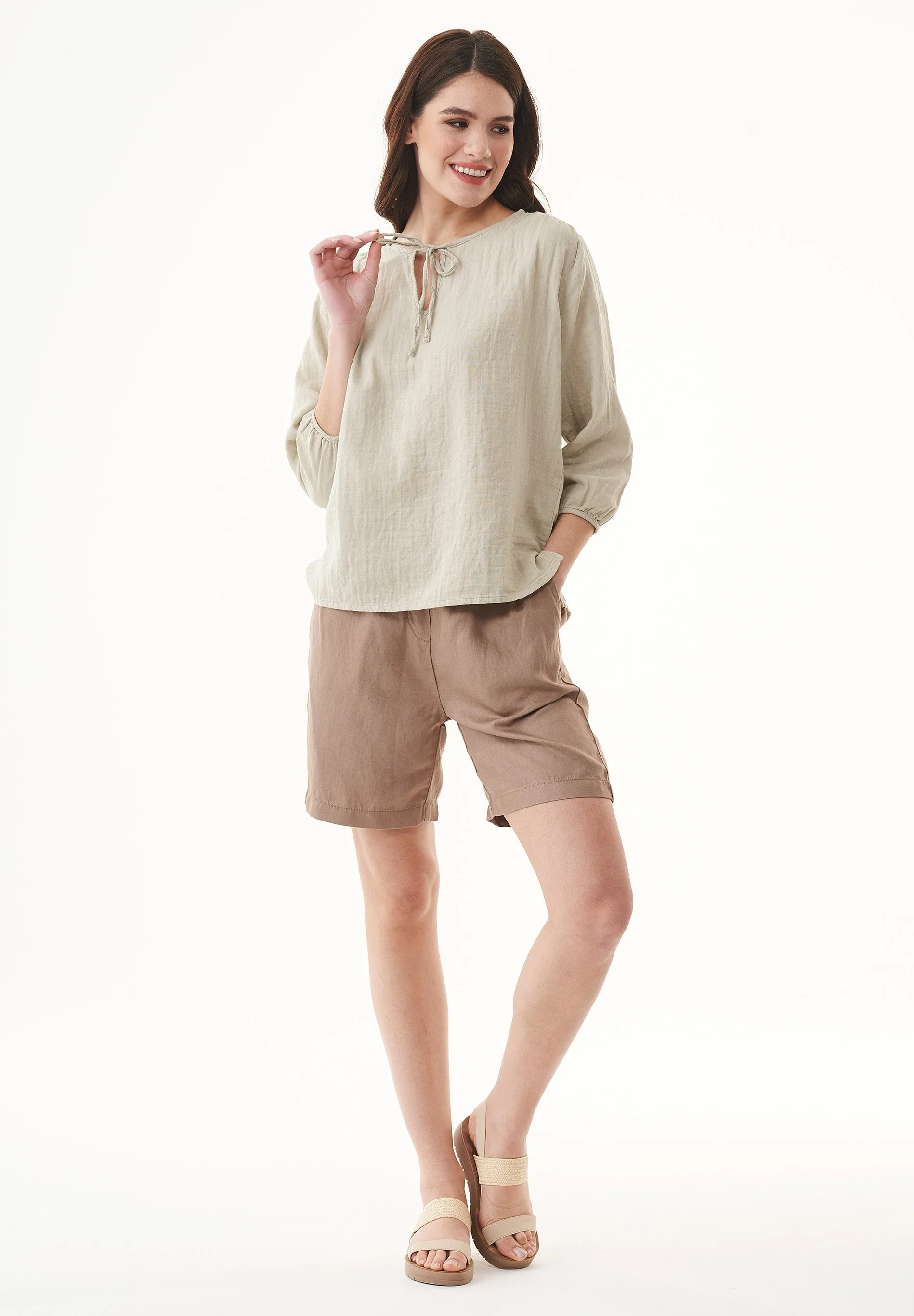 Organic Cotton 3/4 Sleeve Blouse Green Tint sold by Ivalo.com product image thumbnail 3