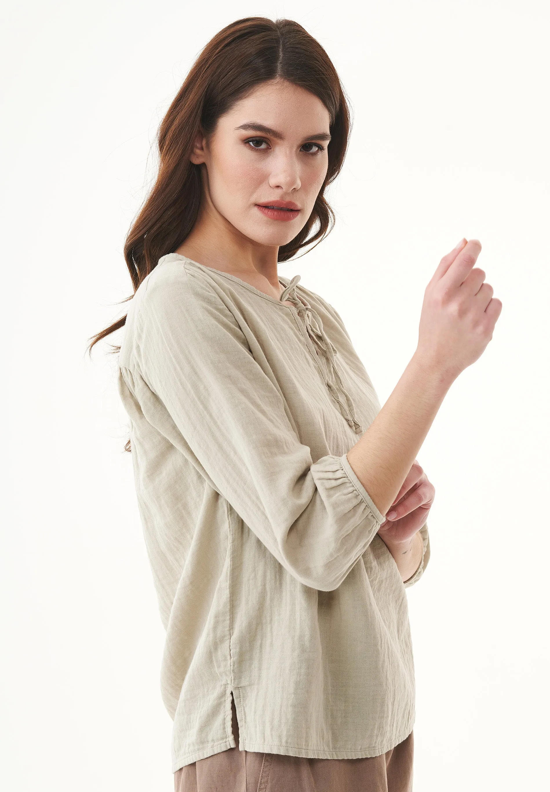 Organic Cotton 3/4 Sleeve Blouse Green Tint sold by Ivalo.com product image thumbnail 4