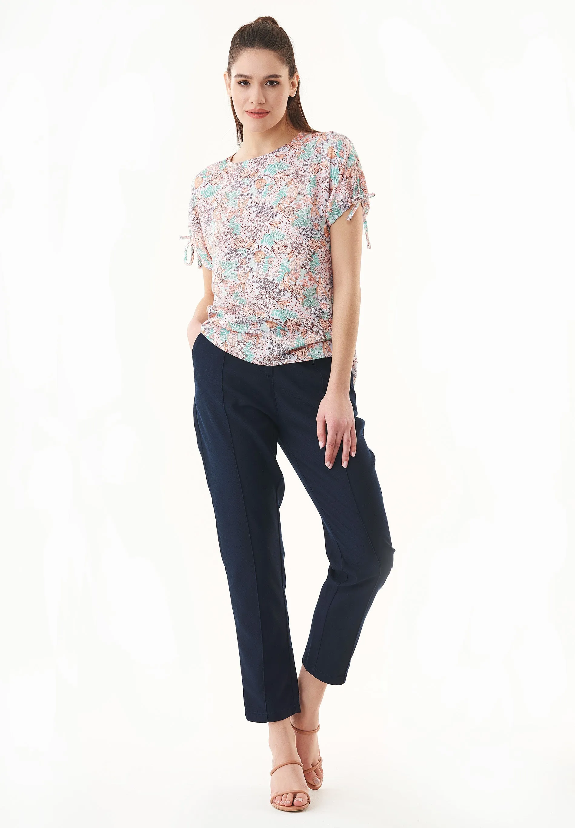 Short Sleeved Ecovero Blouse Multi Colour Flower sold by Ivalo.com product image thumbnail 3