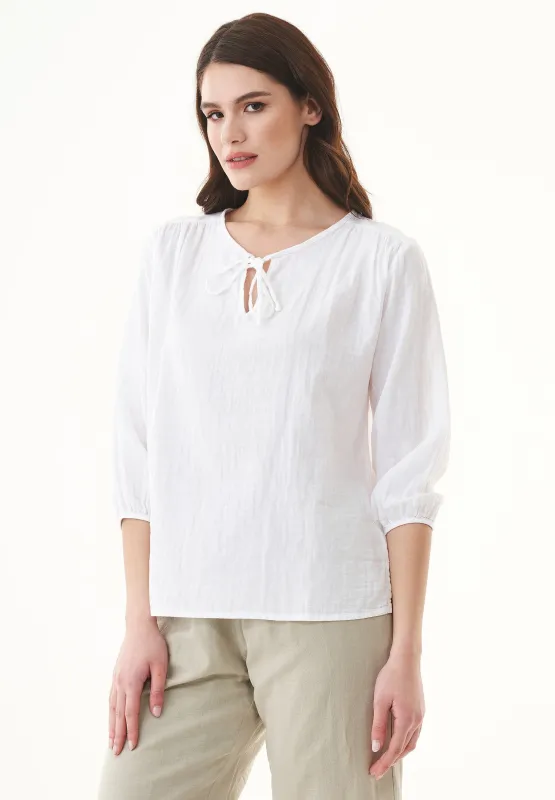Organic Cotton 3/4 Sleeve Blouse White sold by Ivalo.com