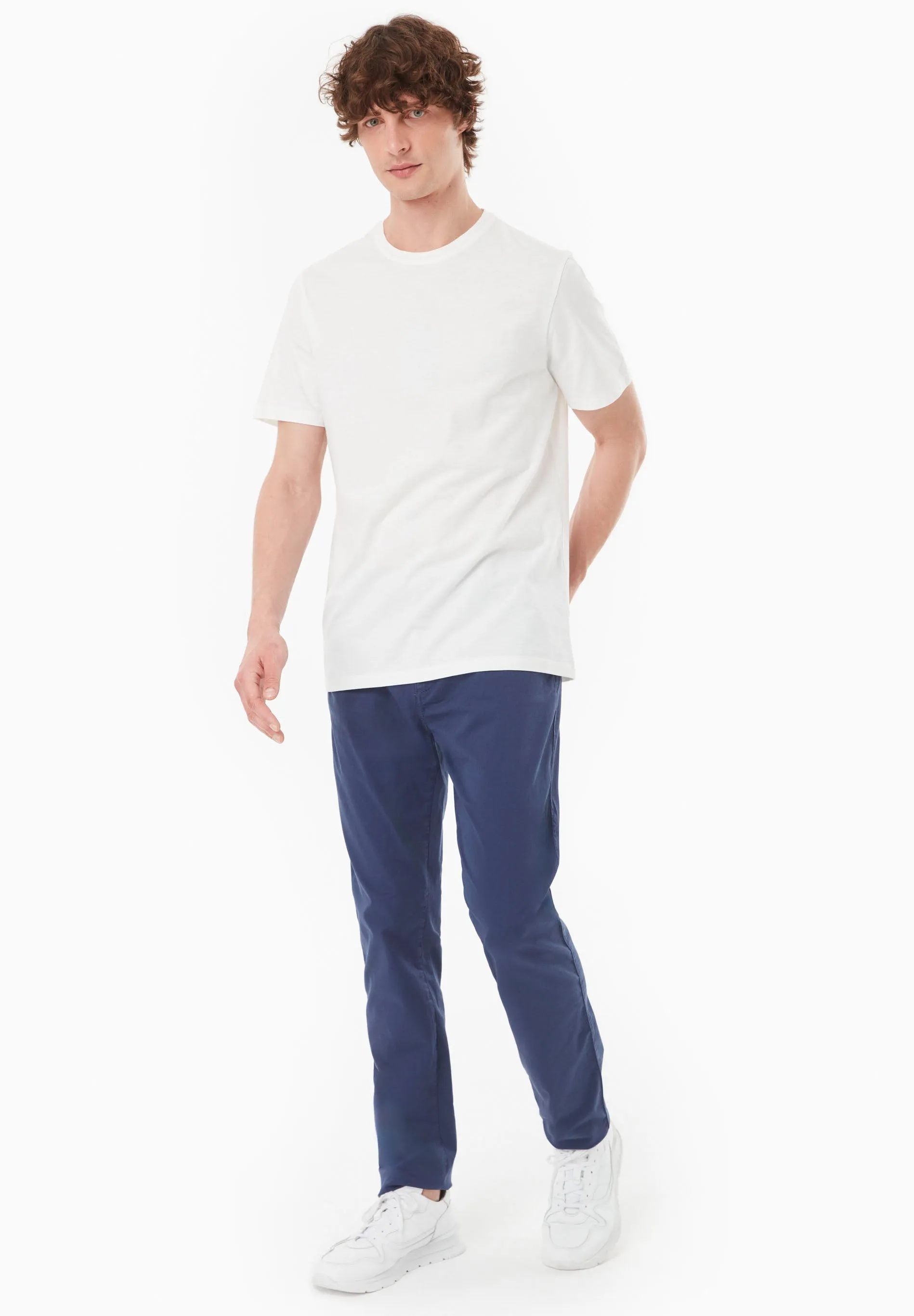 Men's Slim-Fit Organic Cotton Trousers Navy sold by Ivalo.com product image thumbnail 2