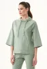 3/4 Sleeve Organic Cotton Hoodie Dusty Olive sold by Ivalo.com