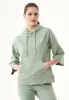 3/4 Sleeve Organic Cotton Hoodie Dusty Olive sold by Ivalo.com