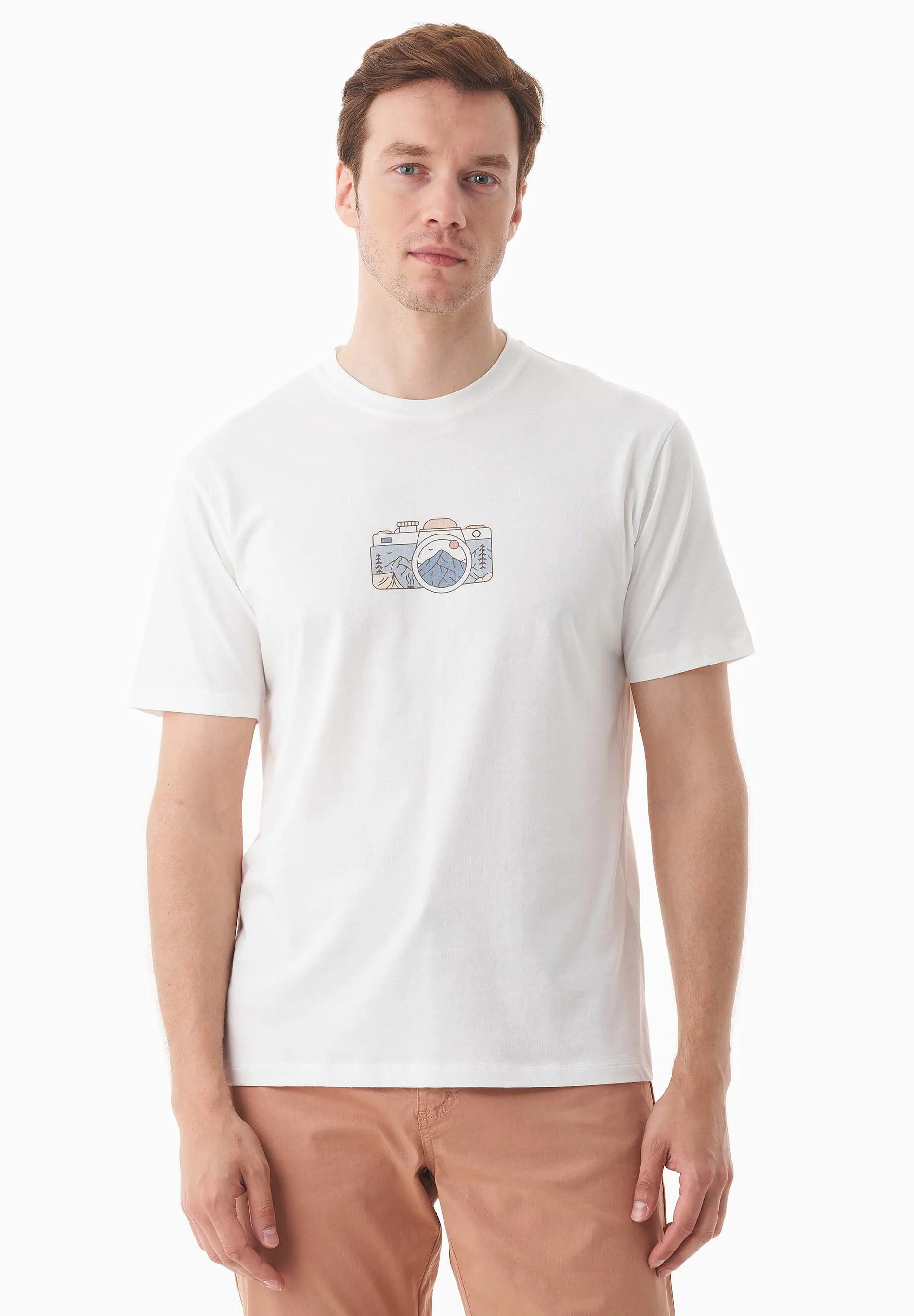 Men's Camera Organic Cotton T-Shirt Off White sold by Ivalo.com