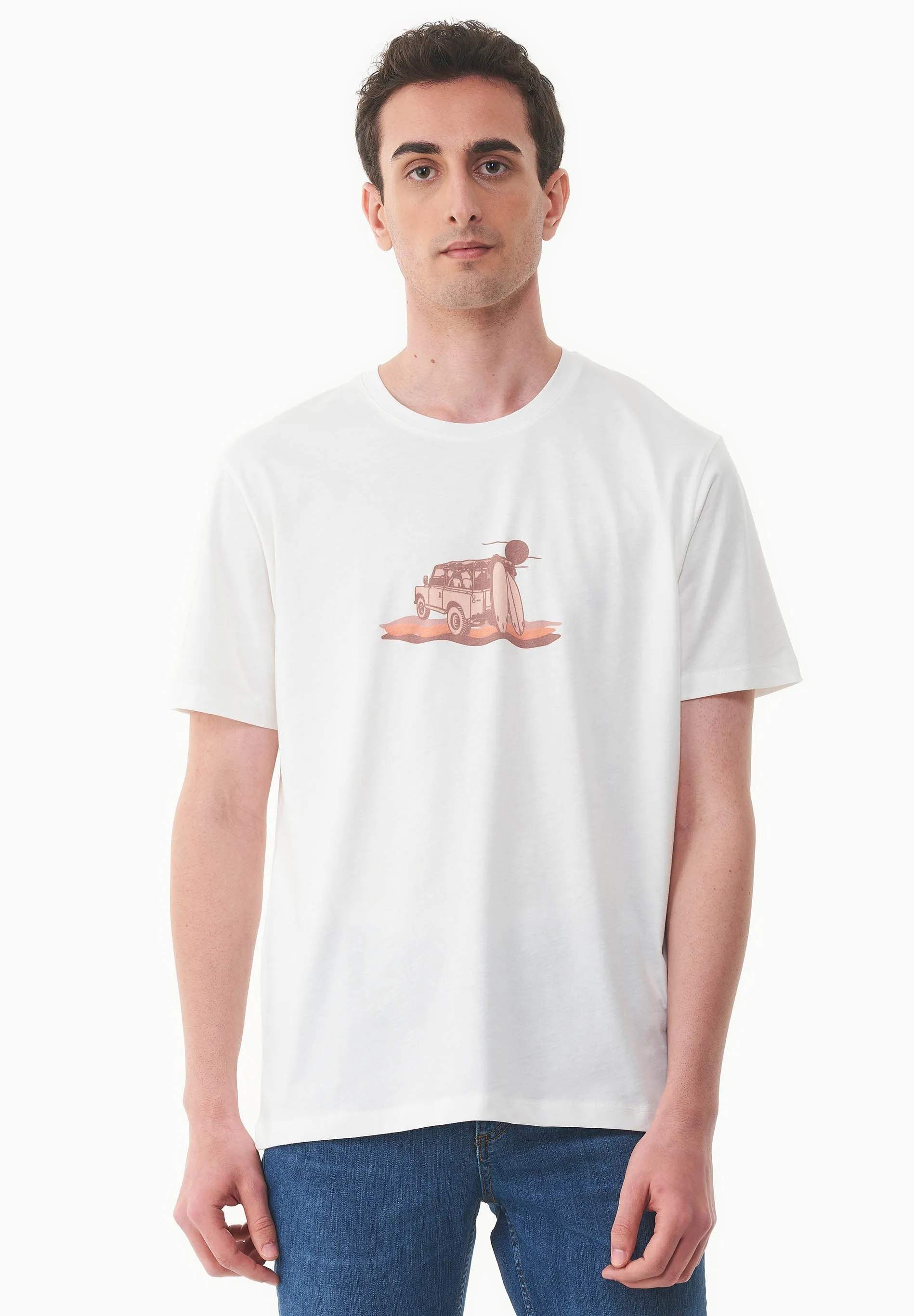 Men's Sunset Surf Organic Cotton T-Shirt Off White sold by Ivalo.com