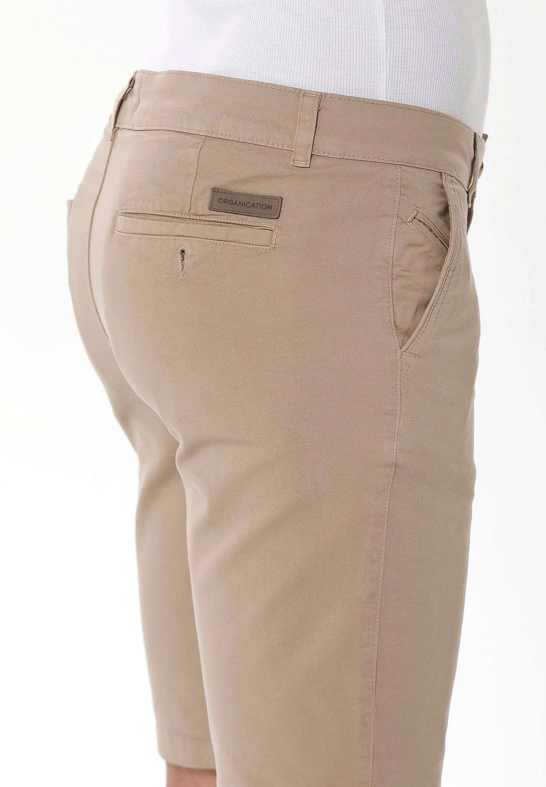 Men's Slim Organic Cotton Chino Shorts Beige sold by Ivalo.com product image thumbnail 5