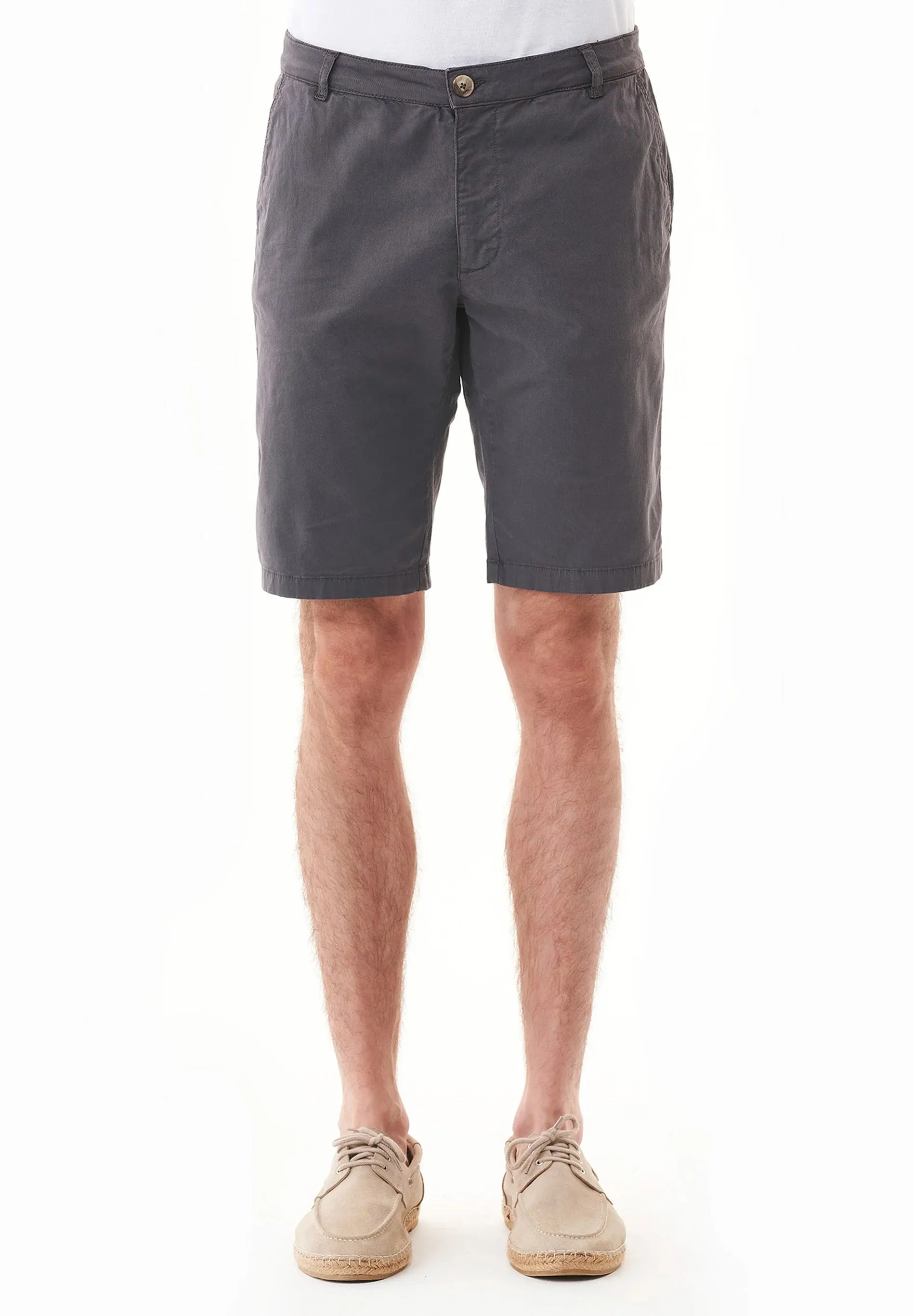 Men's Slim-Fit Organic Cotton Chino Shorts Asphalt sold by Ivalo.com