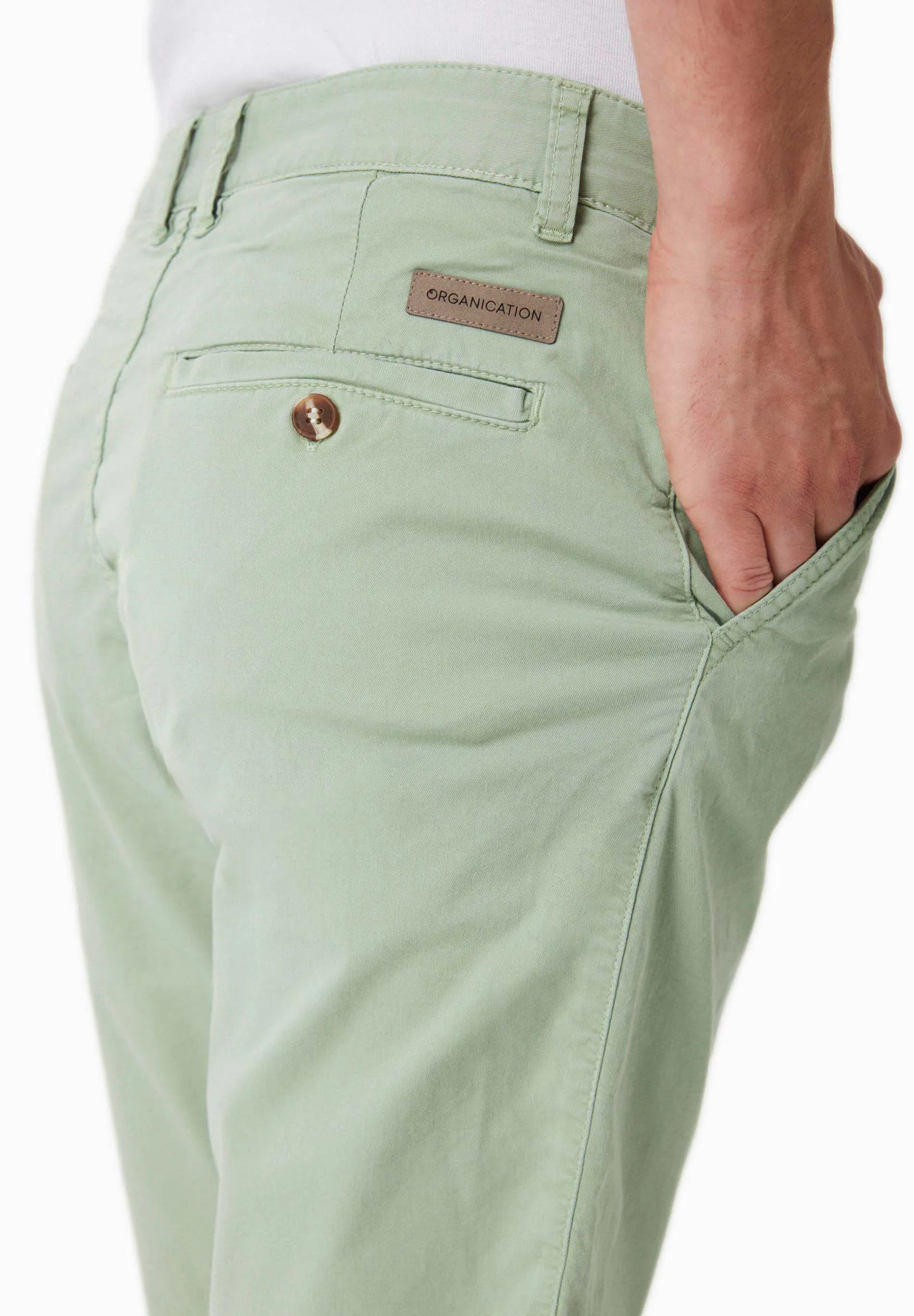 Men's Slim-Fit Organic Cotton Chino Shorts Matcha Green sold by Ivalo.com product image thumbnail 5