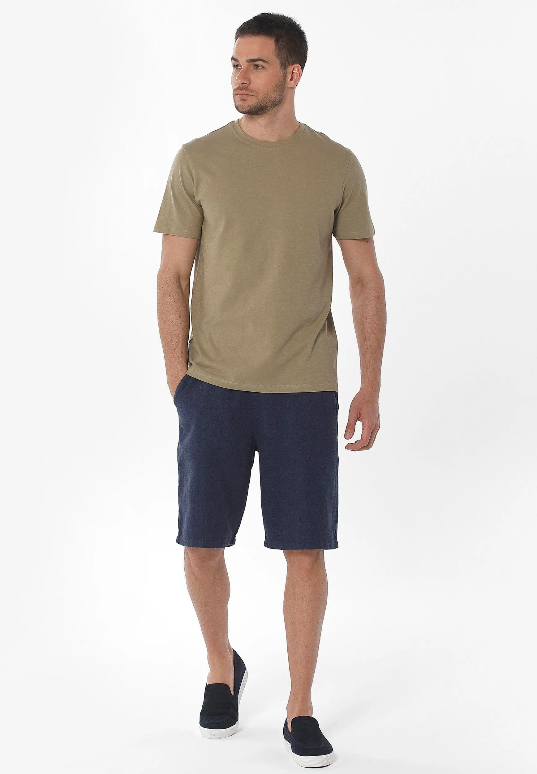 Men's Linen Blend Casual Shorts Navy sold by Ivalo.com product image thumbnail 2