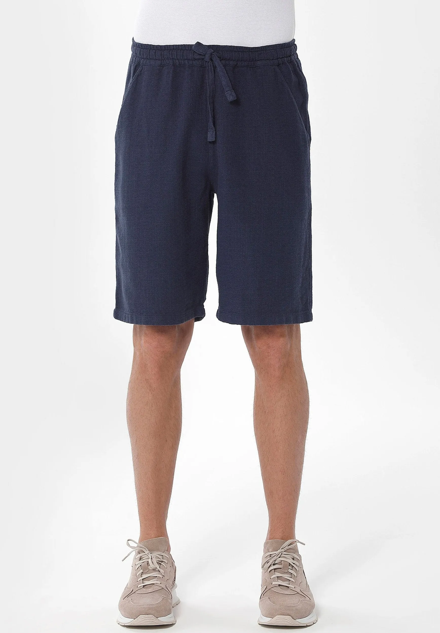 Men's Linen Blend Casual Shorts Navy sold by Ivalo.com product image thumbnail 3