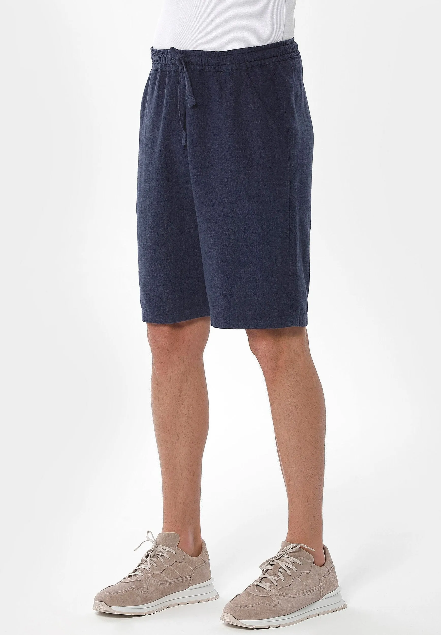 Men's Linen Blend Casual Shorts Navy sold by Ivalo.com