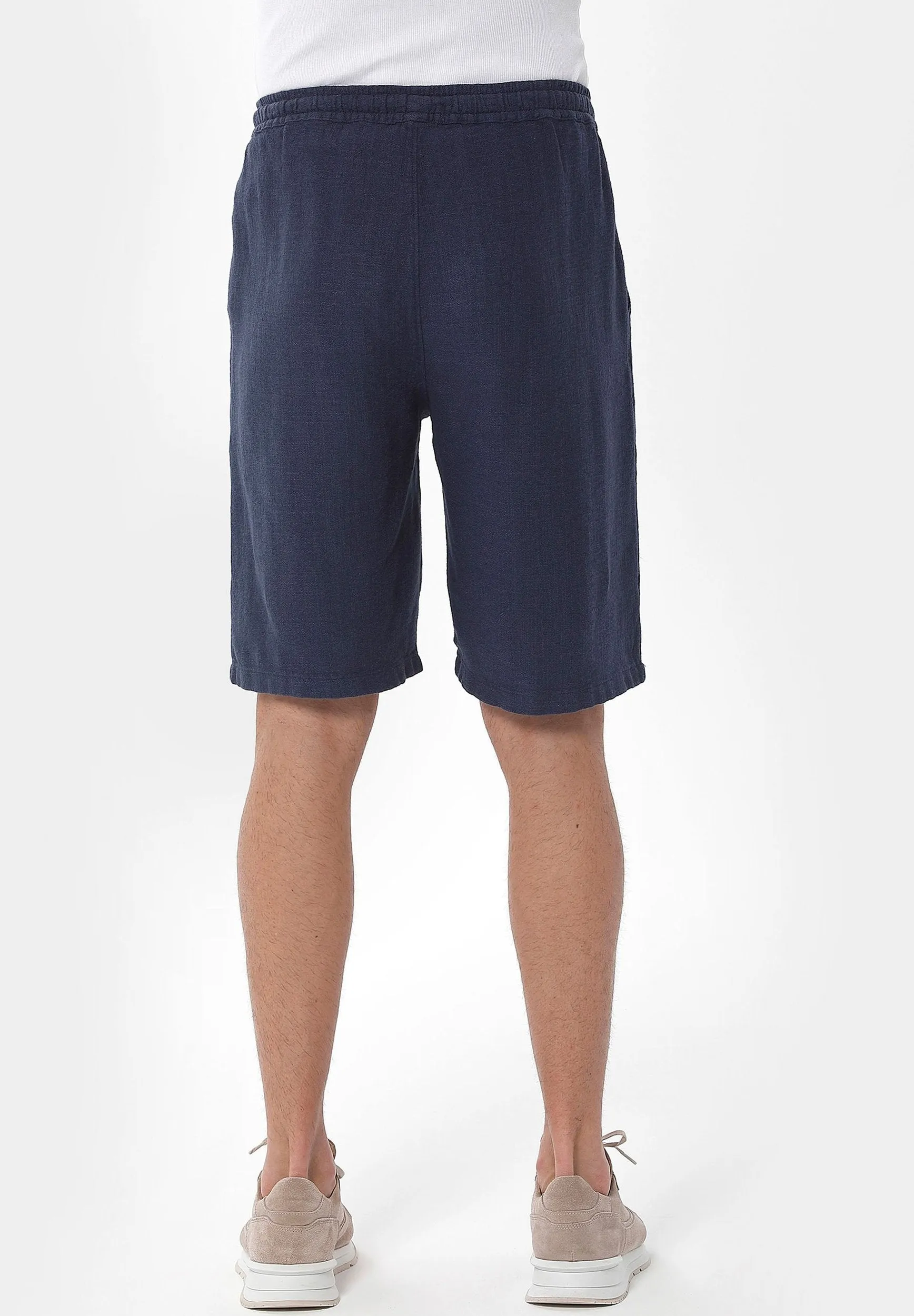 Men's Linen Blend Casual Shorts Navy sold by Ivalo.com product image thumbnail 4