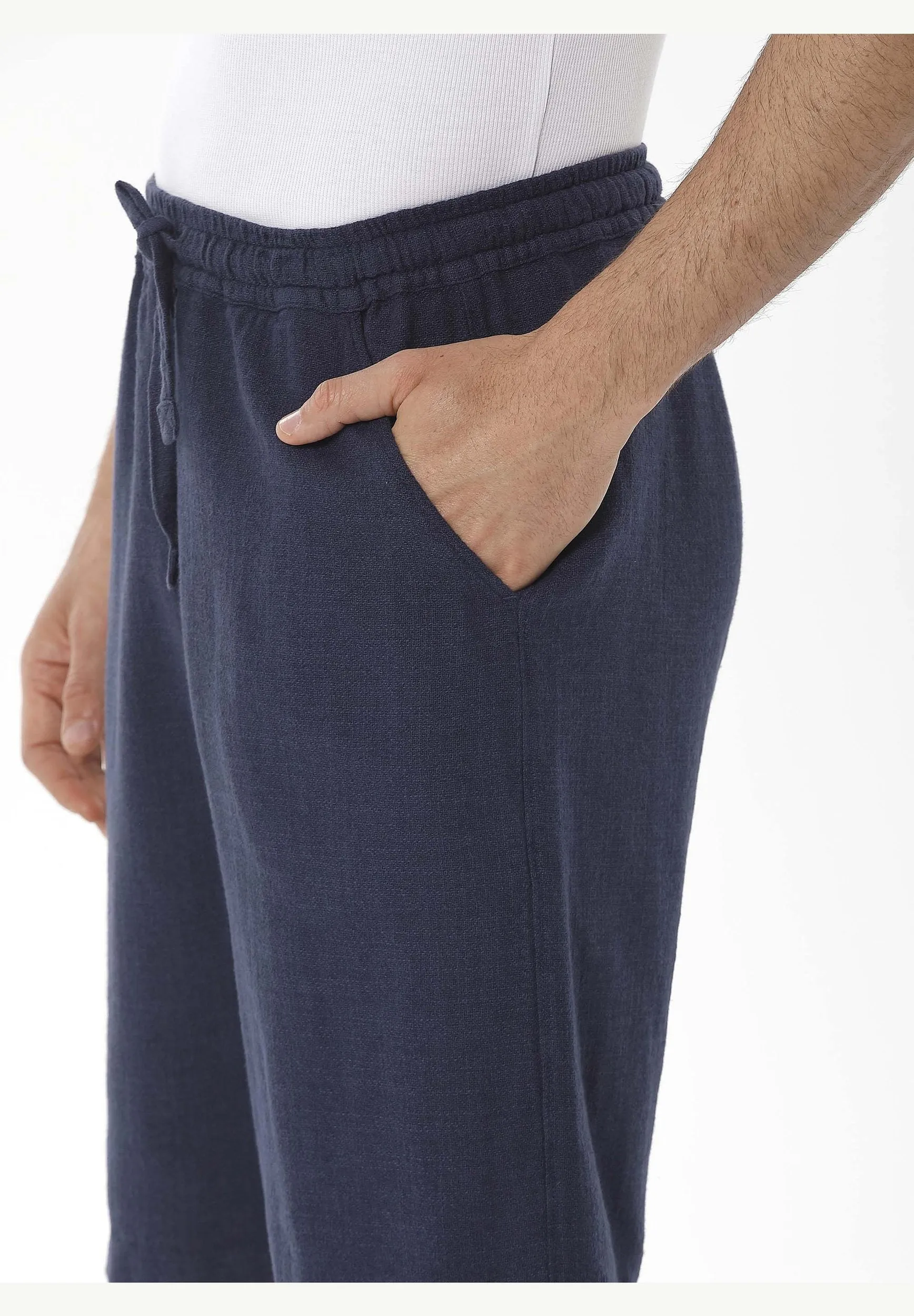 Men's Linen Blend Casual Shorts Navy sold by Ivalo.com product image thumbnail 5