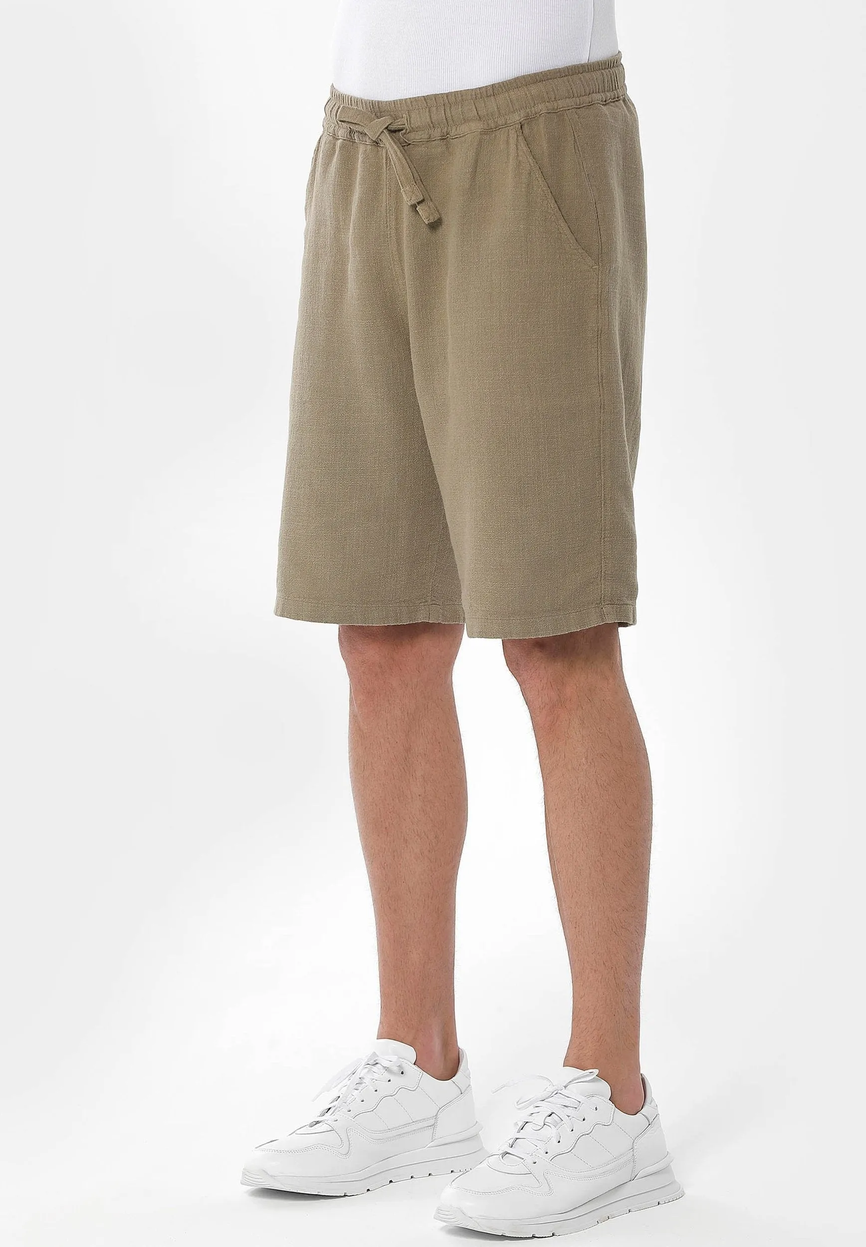 Men's Linen Blend Casual Shorts Olive sold by Ivalo.com product image thumbnail 3