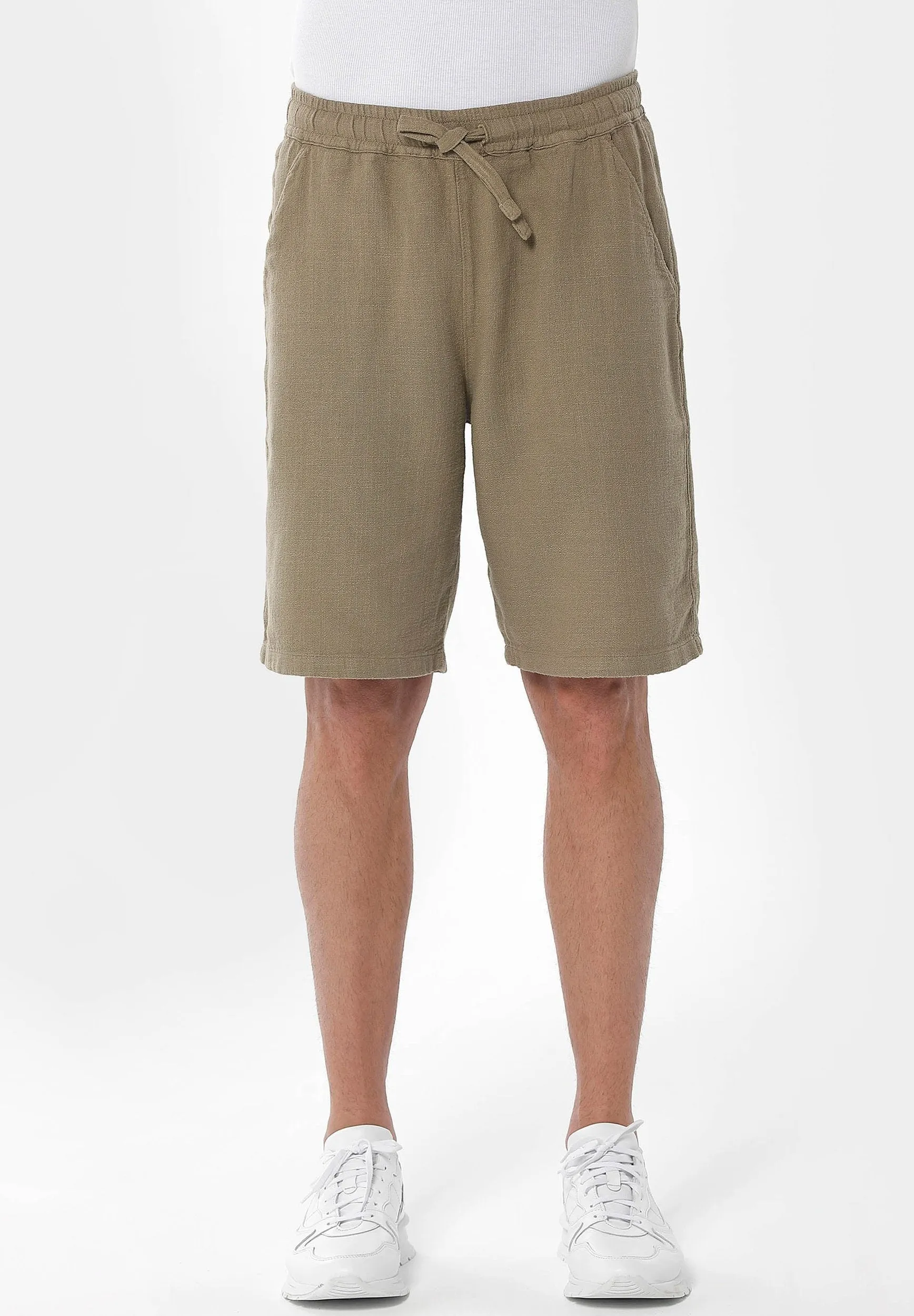 Men's Linen Blend Casual Shorts Olive sold by Ivalo.com