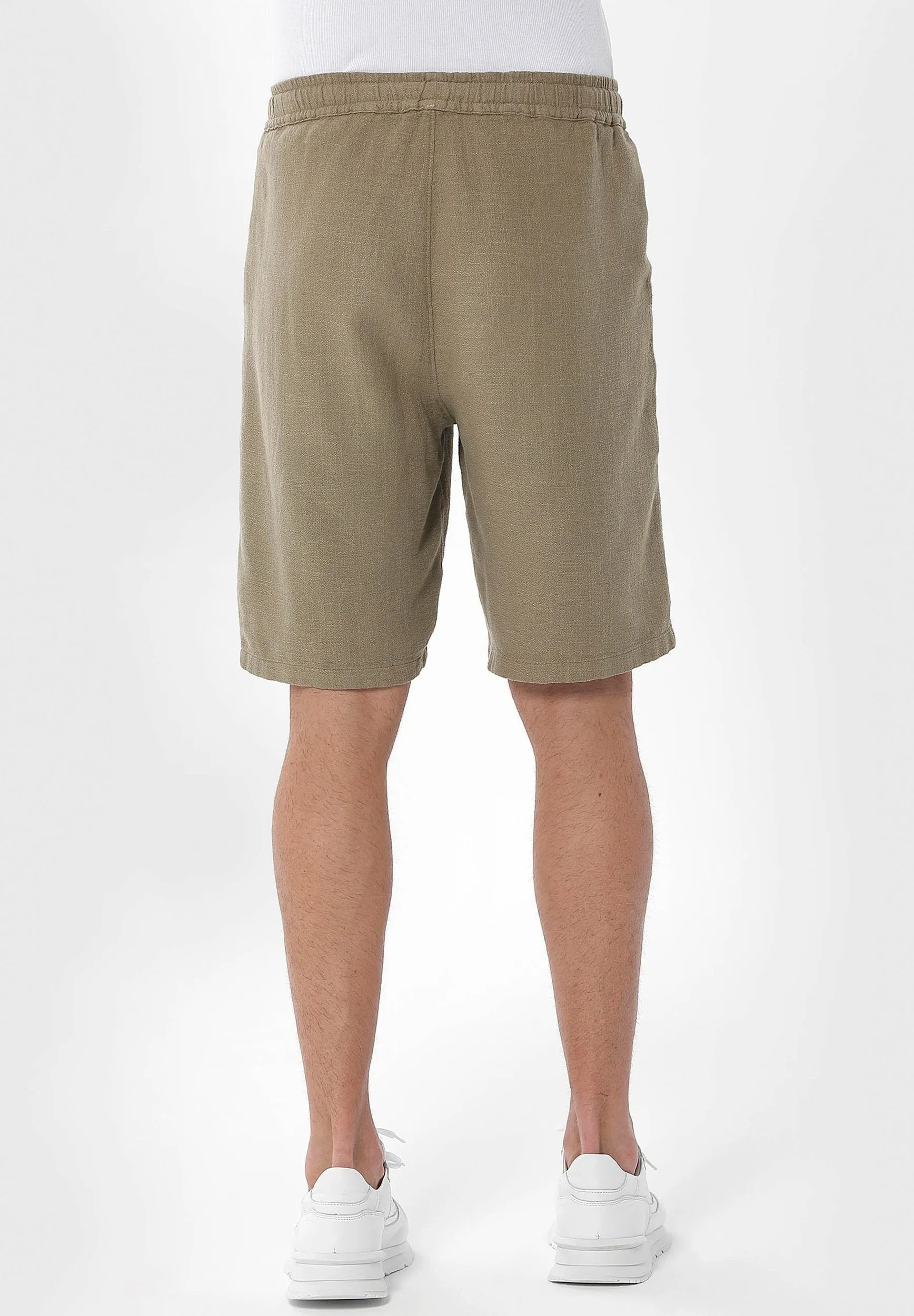 Men's Linen Blend Casual Shorts Olive sold by Ivalo.com product image thumbnail 4
