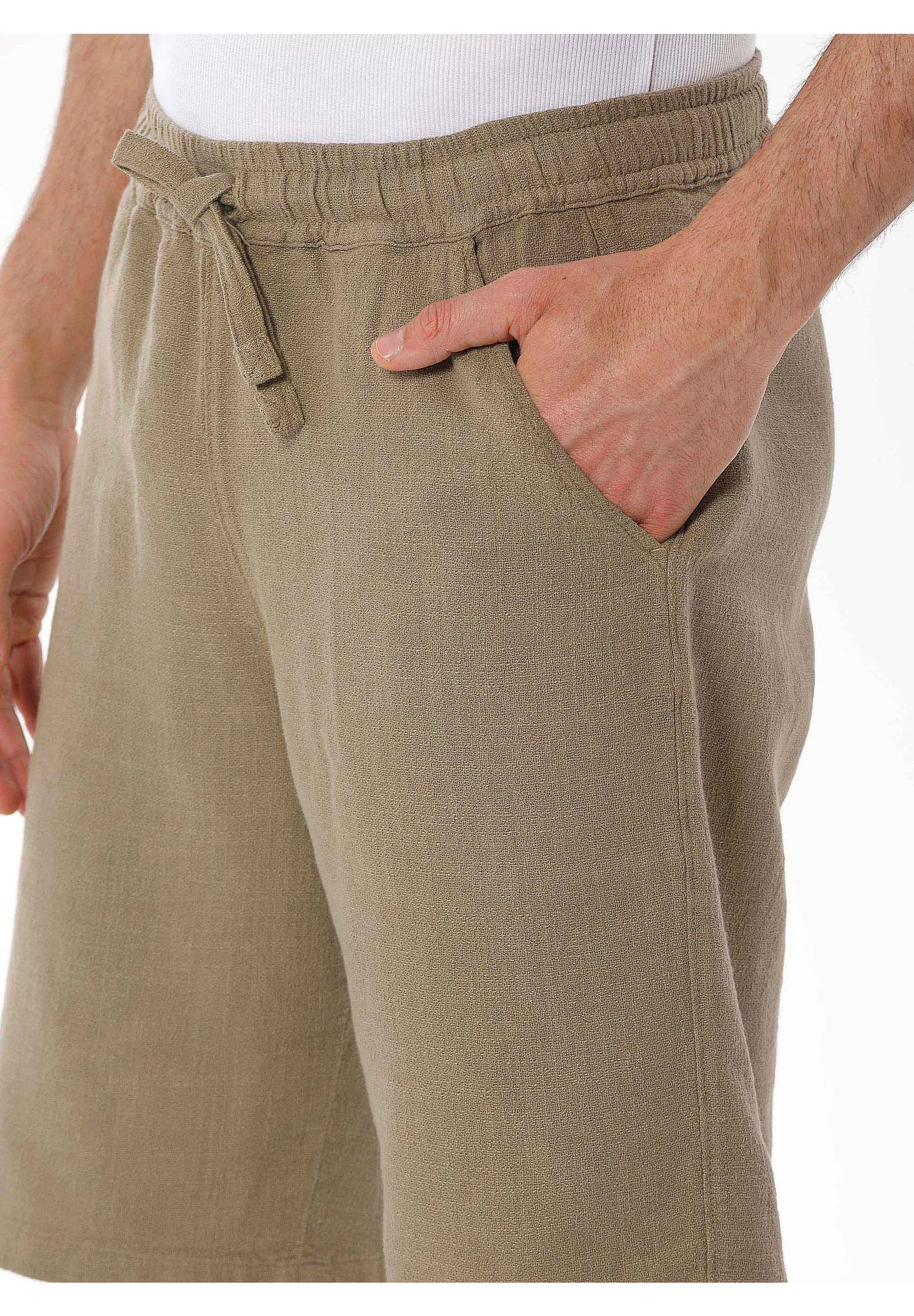 Men's Linen Blend Casual Shorts Olive sold by Ivalo.com product image thumbnail 5