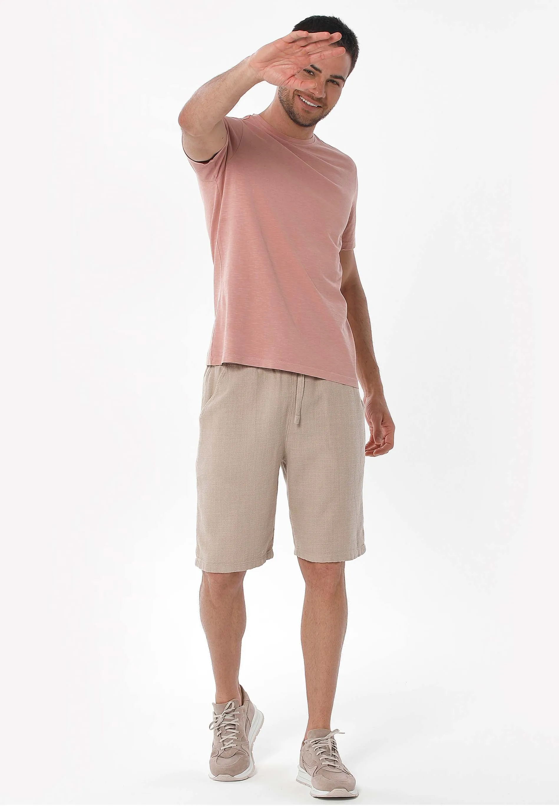Men's Linen Blend Casual Shorts Beige sold by Ivalo.com product image thumbnail 2