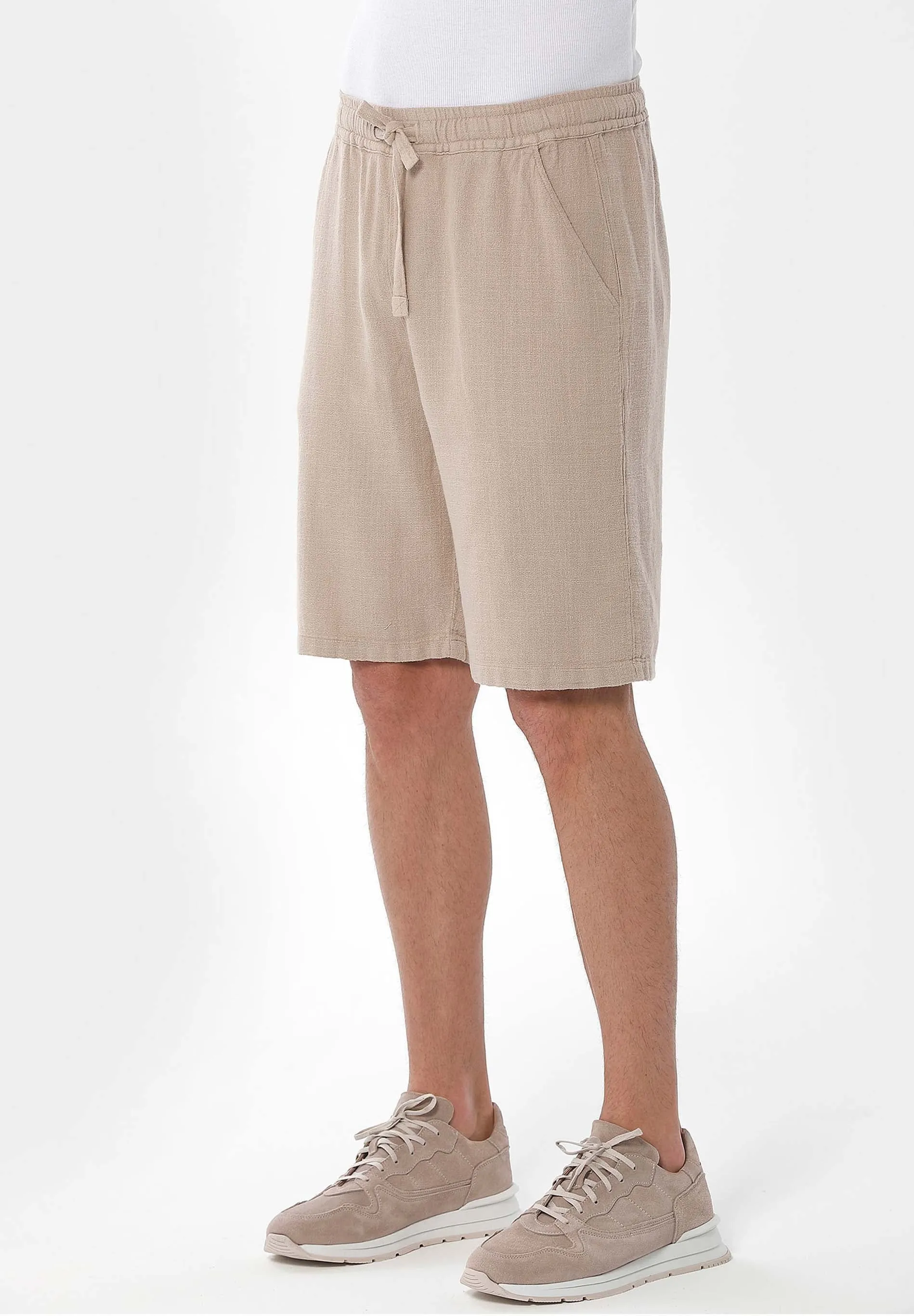 Men's Linen Blend Casual Shorts Beige sold by Ivalo.com product image thumbnail 3