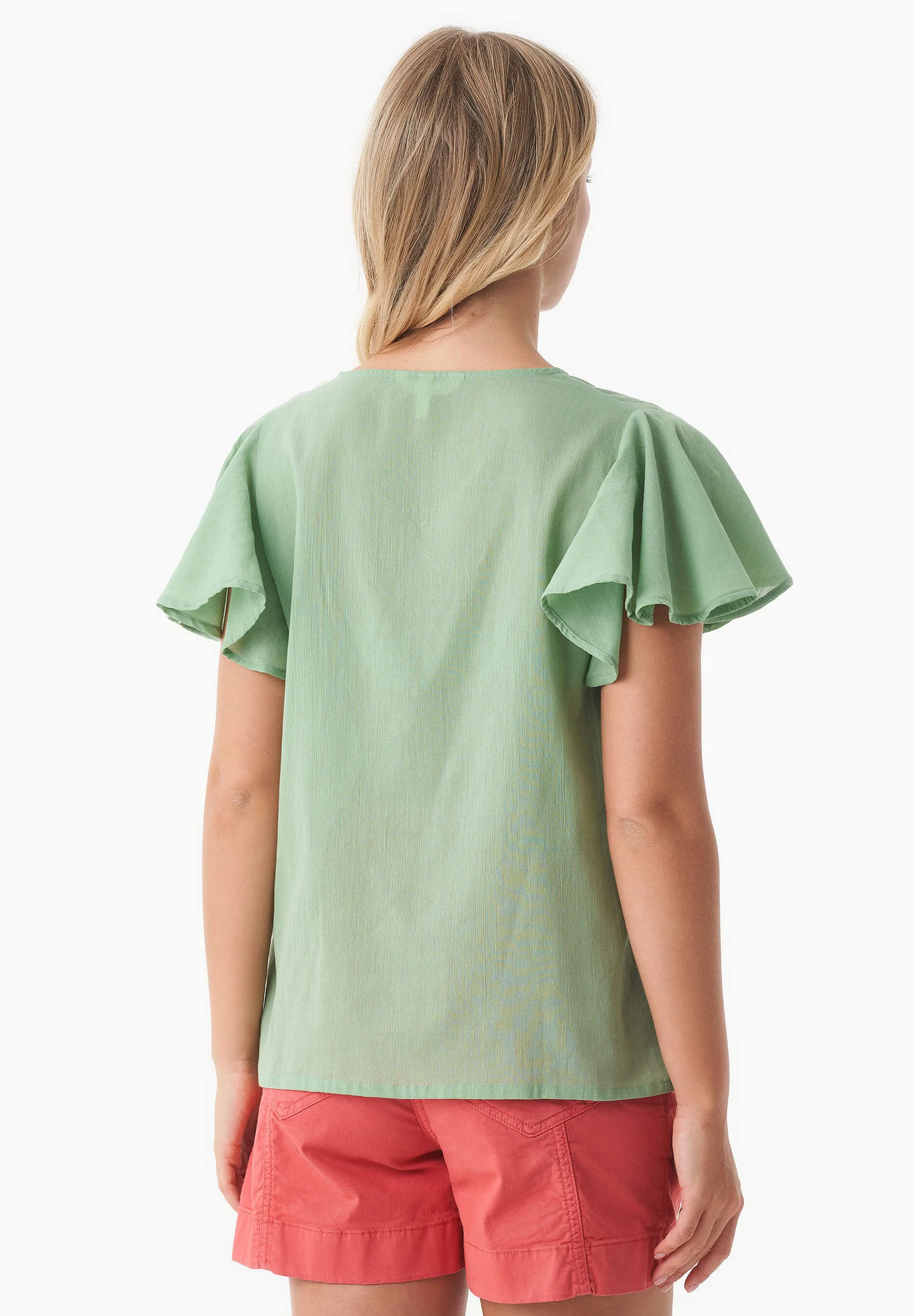 Butterfly Sleeve V-Neck Blouse Matcha Green sold by Ivalo.com product image thumbnail 2