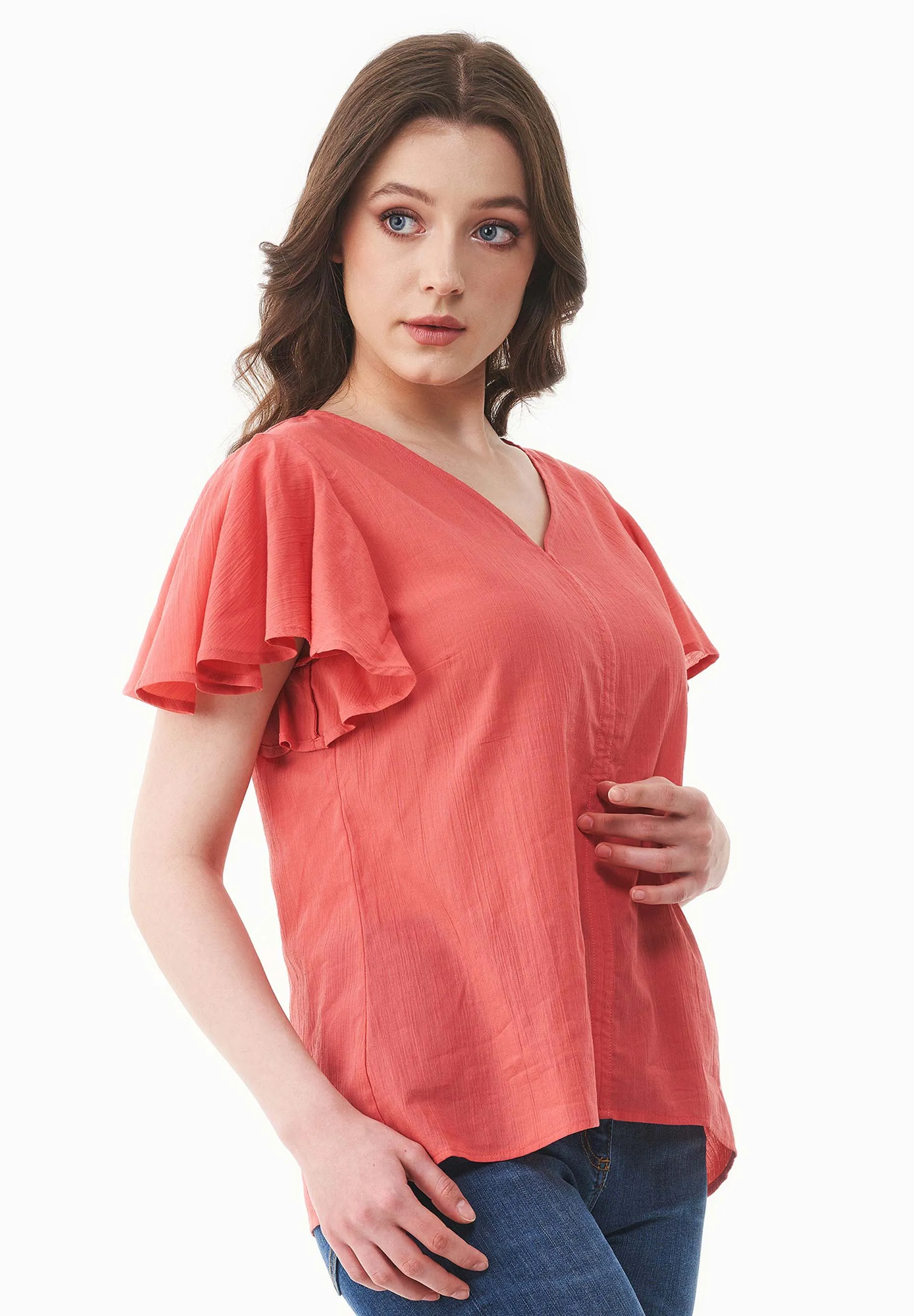 Butterfly Sleeve V-Neck Blouse Radiant Red sold by Ivalo.com product image thumbnail 4