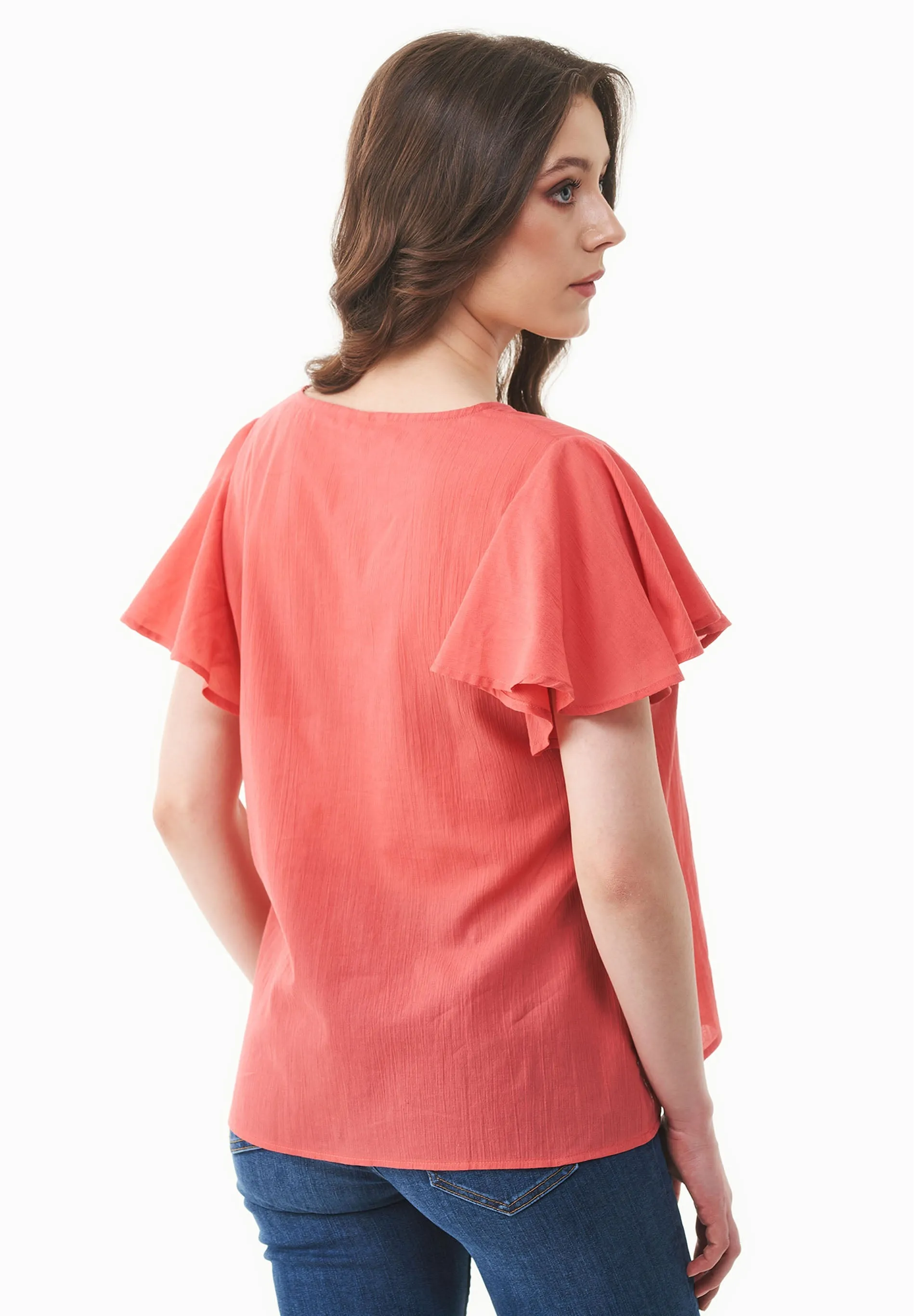 Butterfly Sleeve V-Neck Blouse Radiant Red sold by Ivalo.com product image thumbnail 2