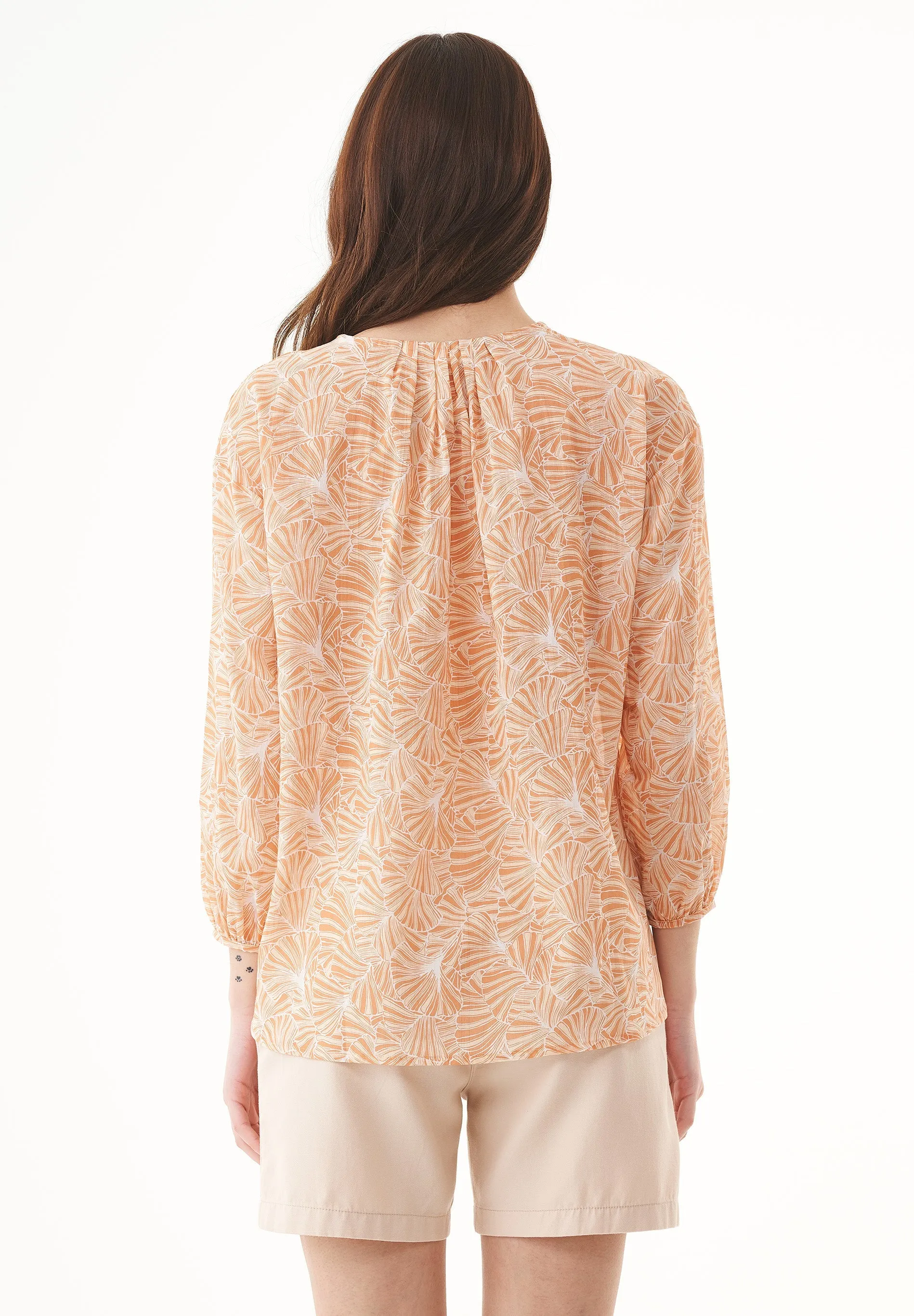 Patterned Organic Cotton Voile Blouse Indian Tan Flower sold by Ivalo.com product image thumbnail 2