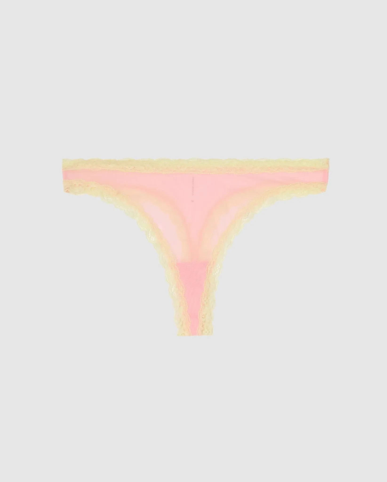 Mesh Lace Trim Thong Powder Pink/Light Yellow sold by Ivalo.com