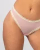 Mesh Lace Trim Bikini Briefs Powder Pink/Light Yellow sold by Ivalo.com