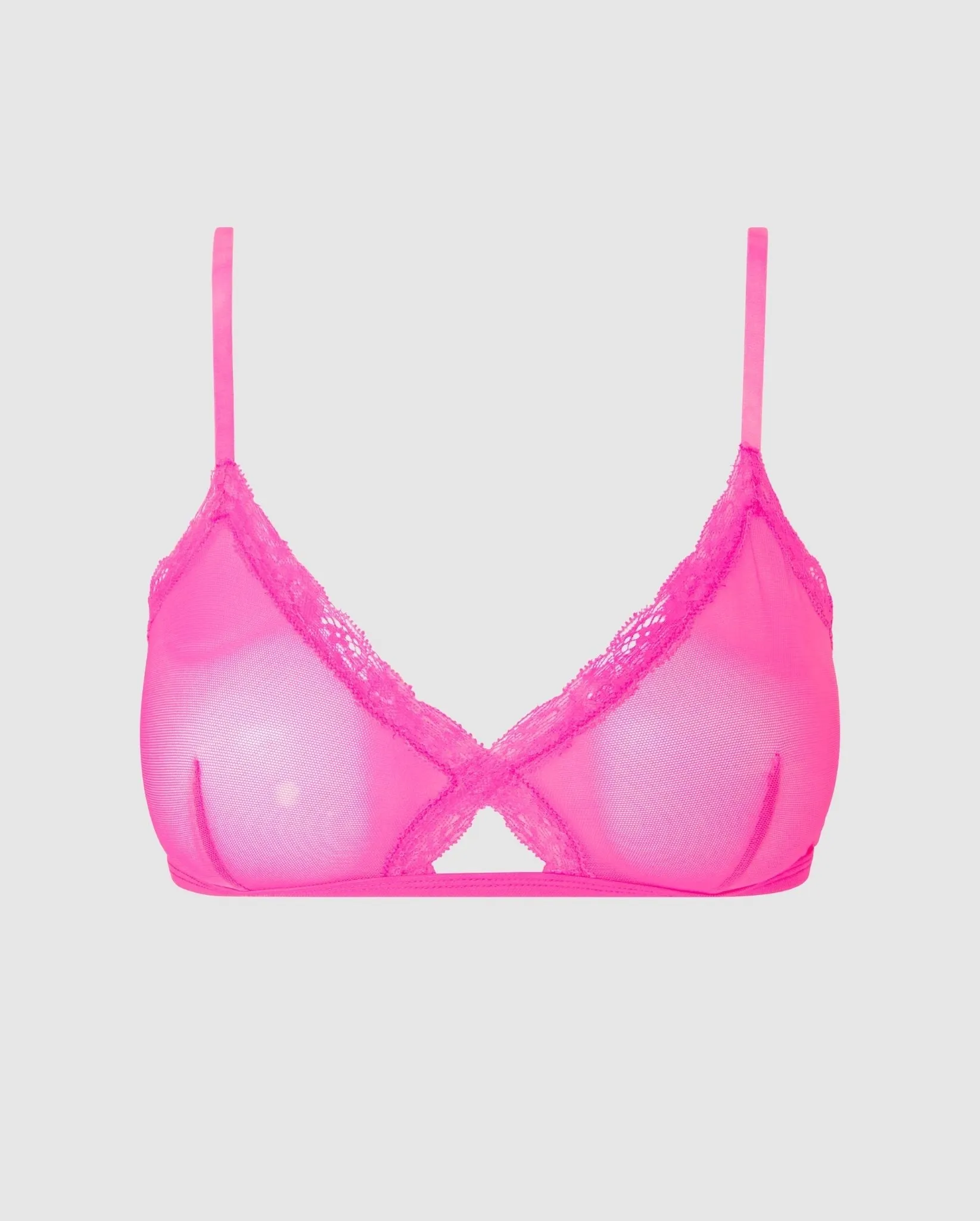 Mesh Lace Cut-Out Triangle Bralette Neon Pink sold by Ivalo.com