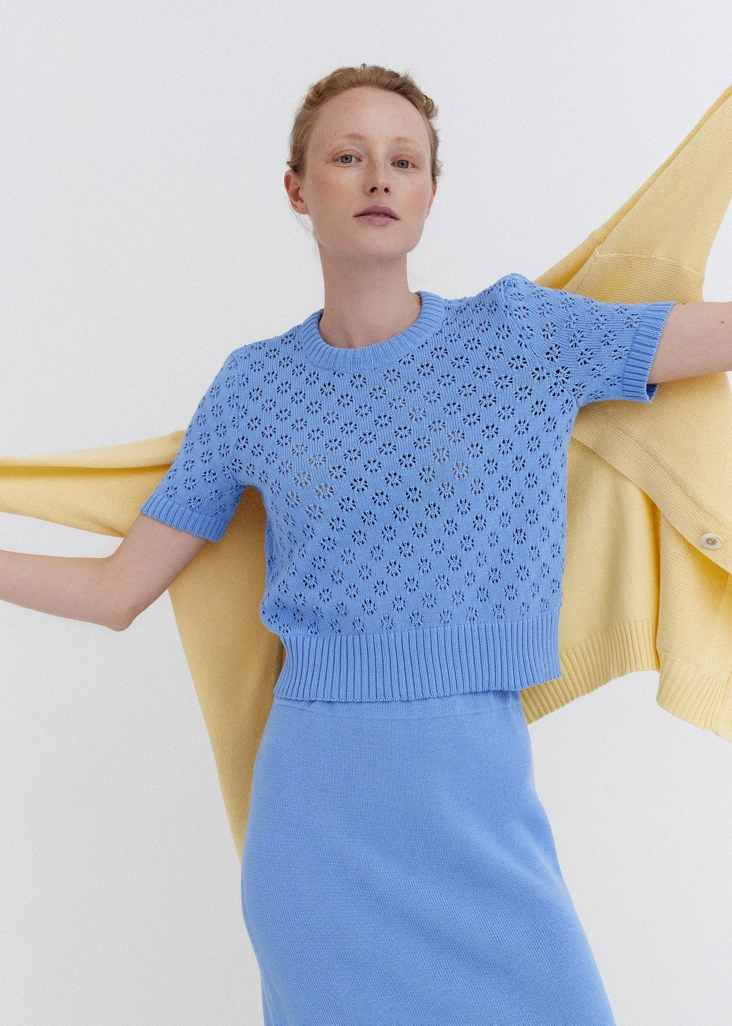 Knitted Cotton Lace Top Sky sold by Ivalo.com