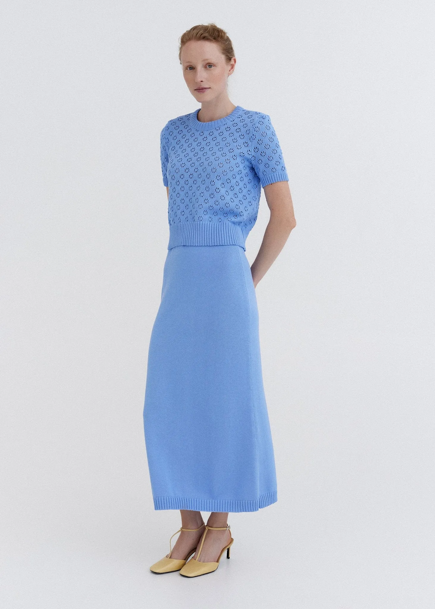 Knitted Cotton Lace Top and Skirt Set Sky sold by Ivalo.com