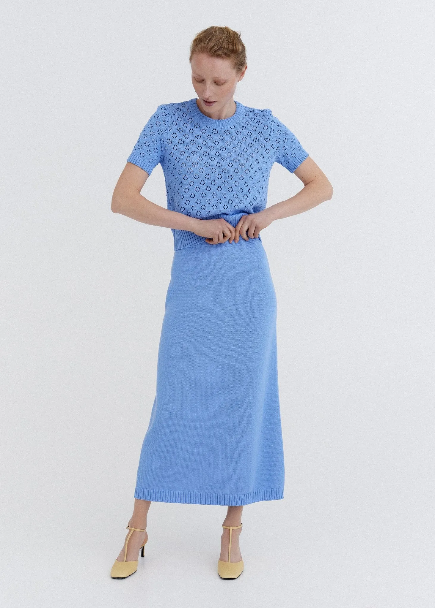 Knitted Cotton Lace Top and Skirt Set Sky sold by Ivalo.com product image thumbnail 4