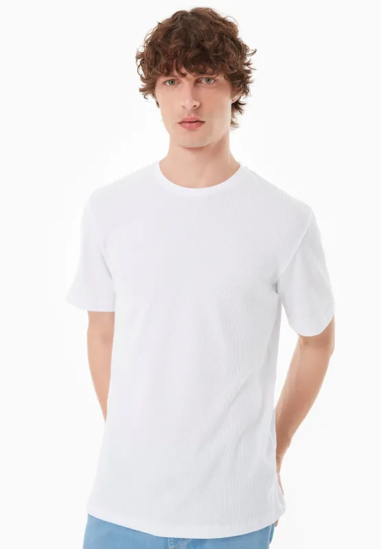 Men's Organic Cotton Waffle T-Shirt White sold by Ivalo.com
