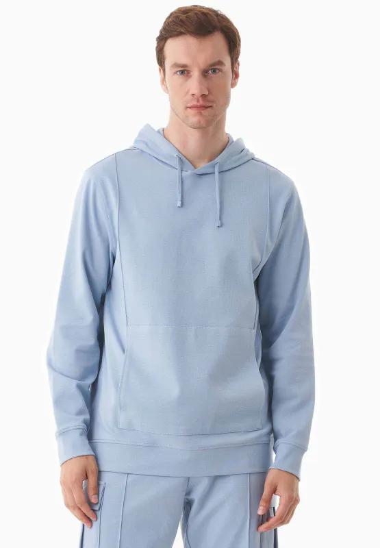 Men's Organic Cotton Pique Hoodie Ice Blue sold by Ivalo.com