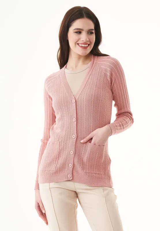 Organic Cotton Cardigan With Buttons Dusty Blush sold by Ivalo.com