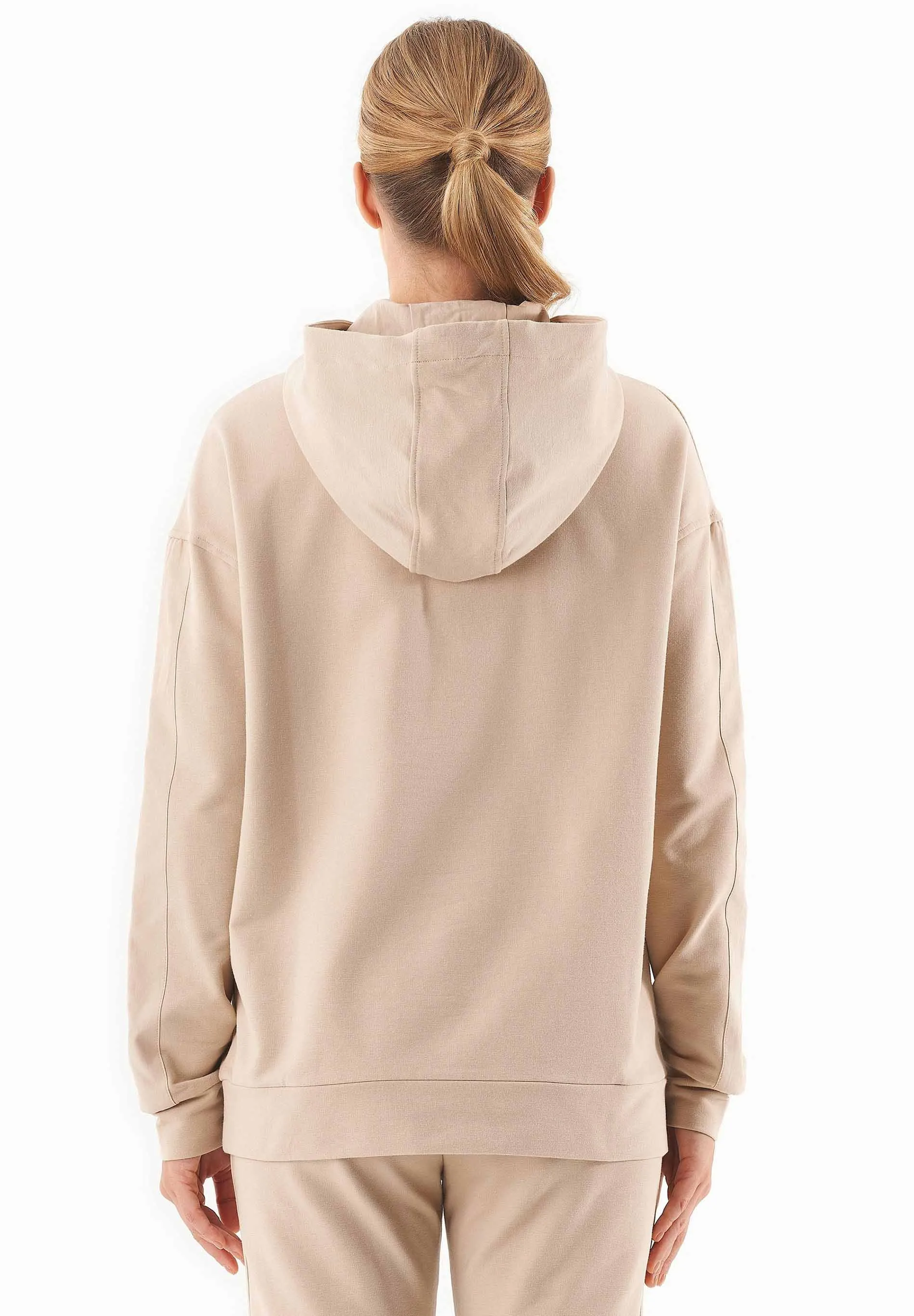 Women's Half-Zip Organic Cotton Hoodie Beige sold by Ivalo.com product image thumbnail 2