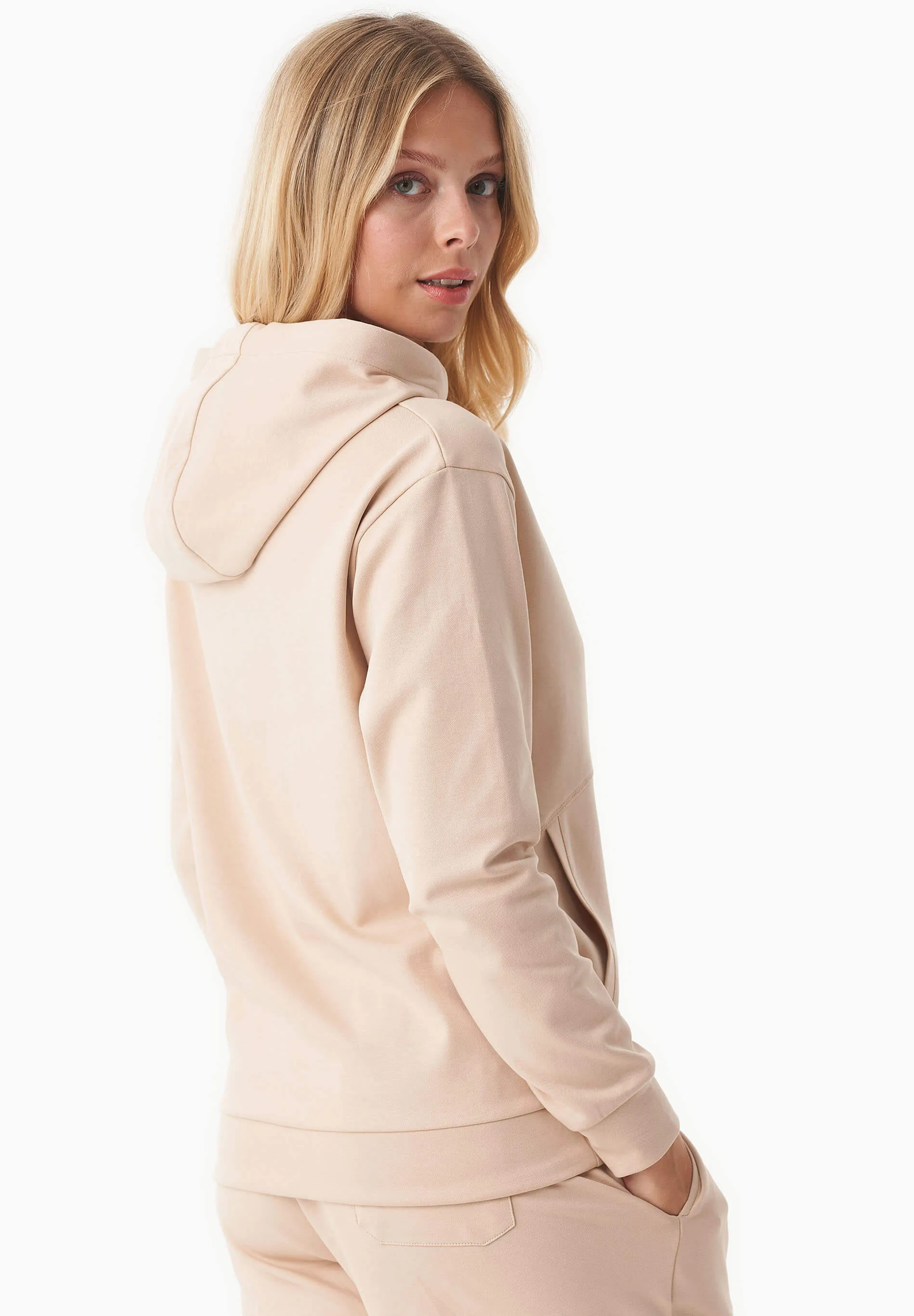 Women's Lightweight Hoodie With Drawstring Hem Soft Beige sold by Ivalo.com product image thumbnail 2