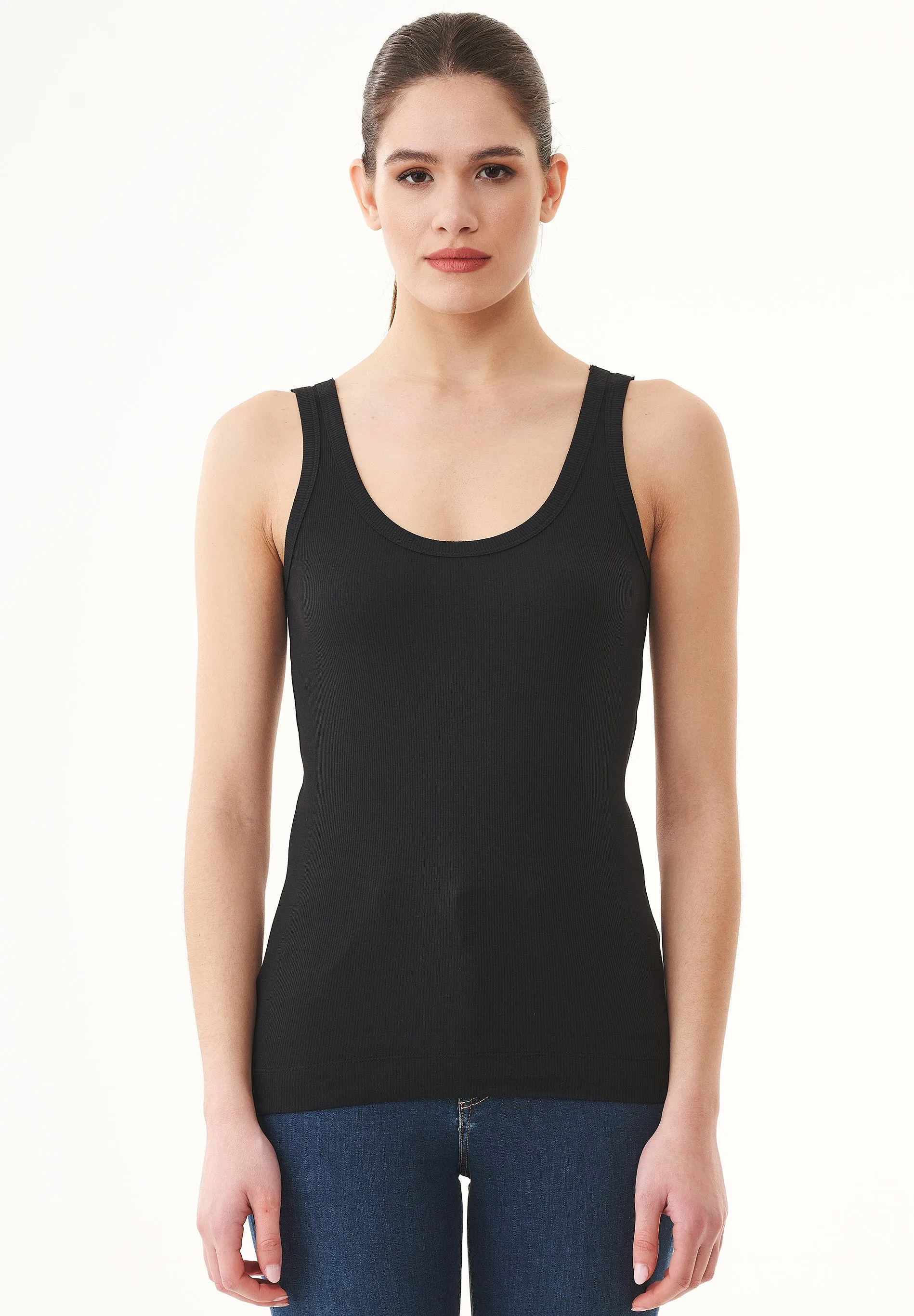 Ribbed Organic Cotton Tank Top Black sold by Ivalo.com product image thumbnail 4