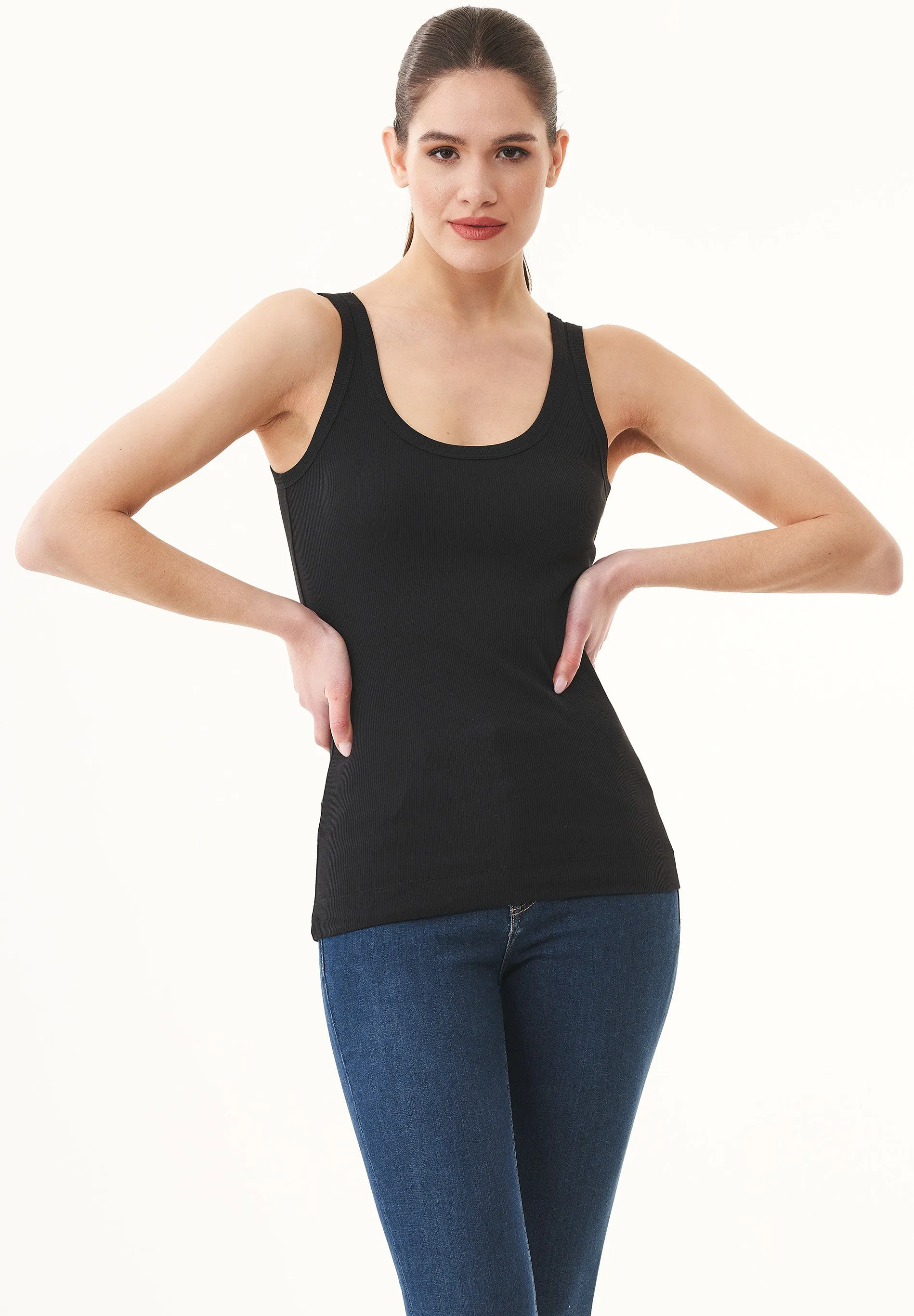 Ribbed Organic Cotton Tank Top Black sold by Ivalo.com