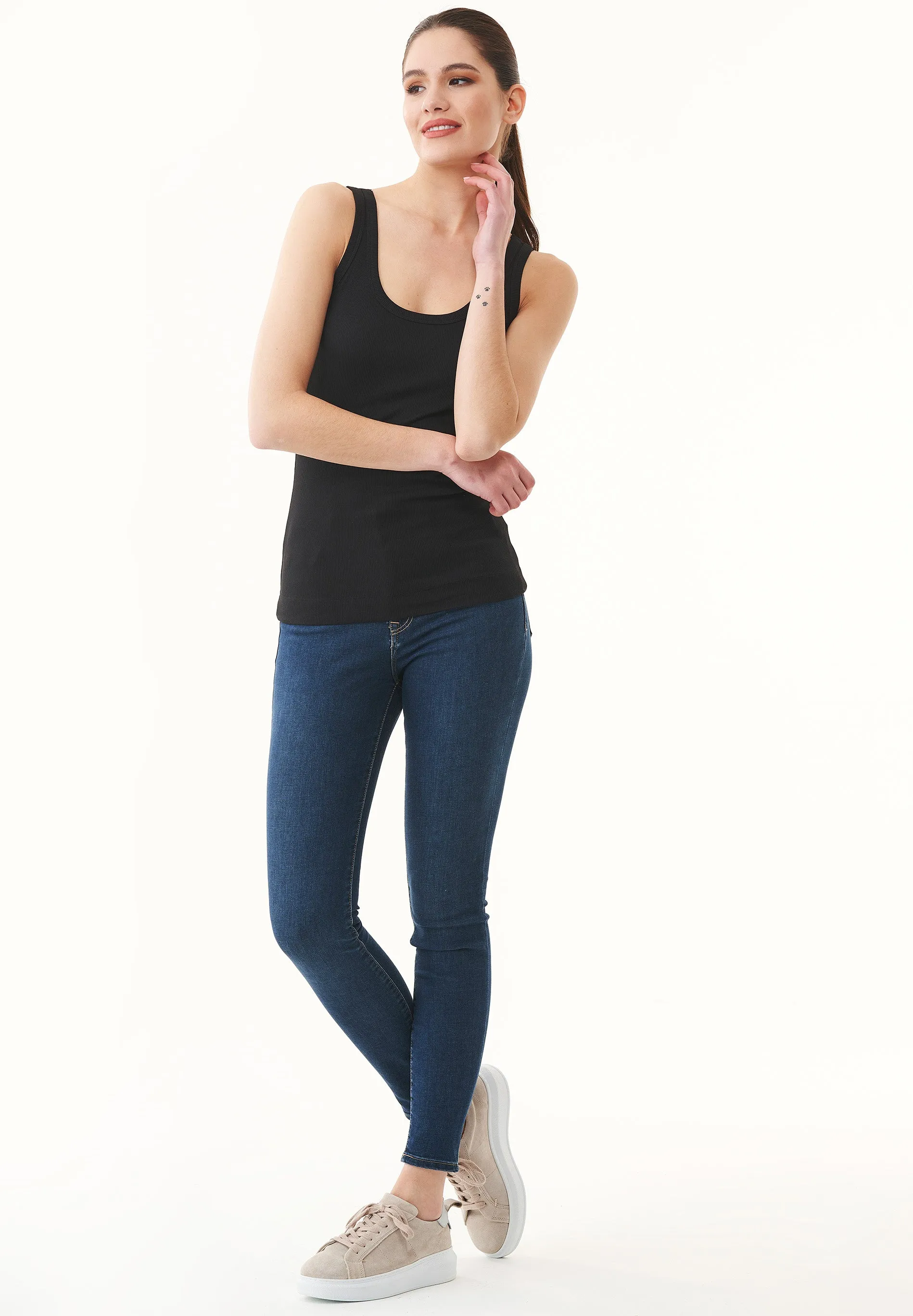 Ribbed Organic Cotton Tank Top Black sold by Ivalo.com product image thumbnail 3
