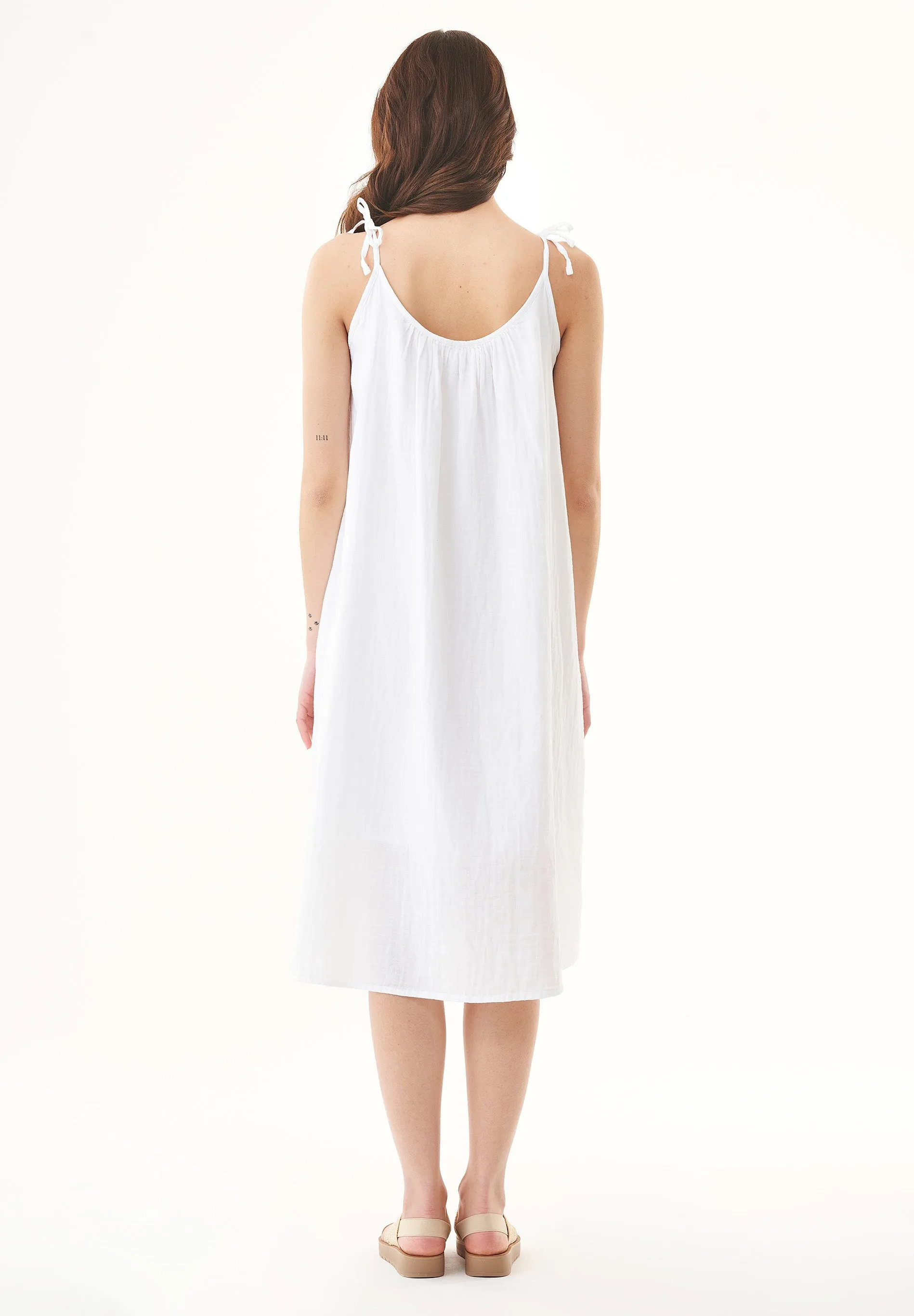 Spaghetti Strap Organic Cotton Summer Dress White sold by Ivalo.com product image thumbnail 3