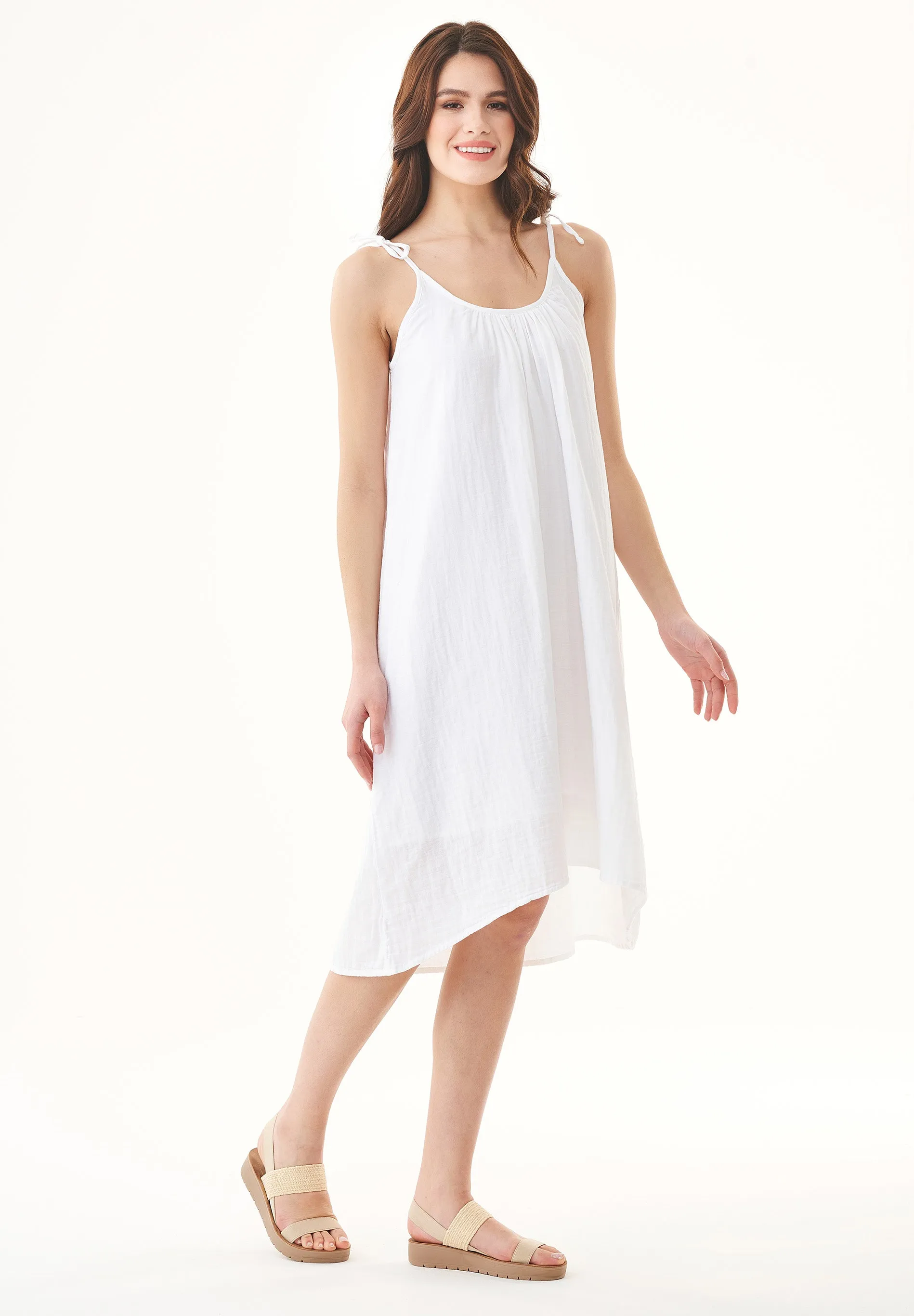 Spaghetti Strap Organic Cotton Summer Dress White sold by Ivalo.com product image thumbnail 4
