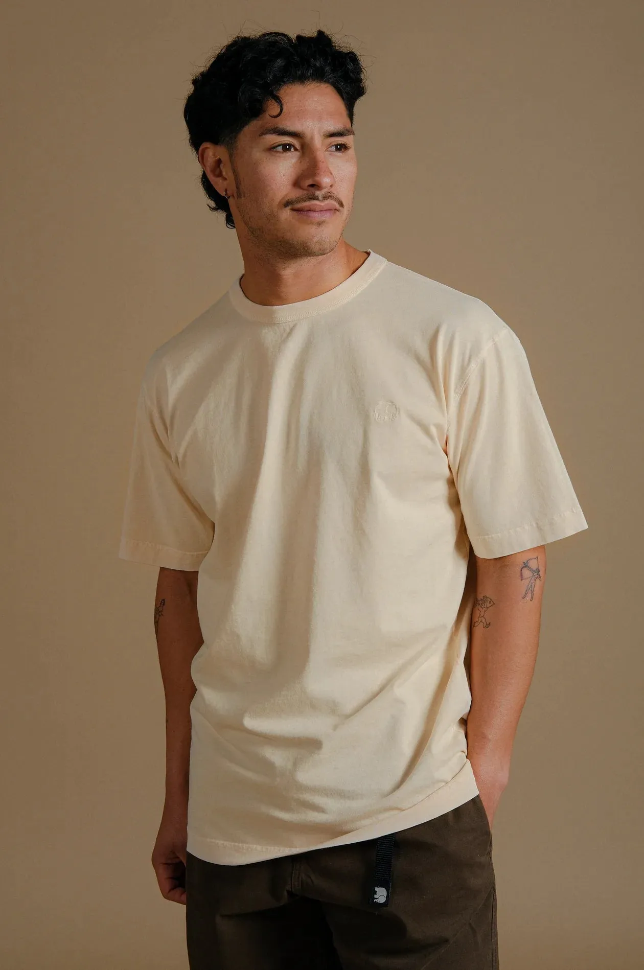 Men's Essential Pigment Heavyweight Oversized T-Shirt Buttercream sold by Ivalo.com